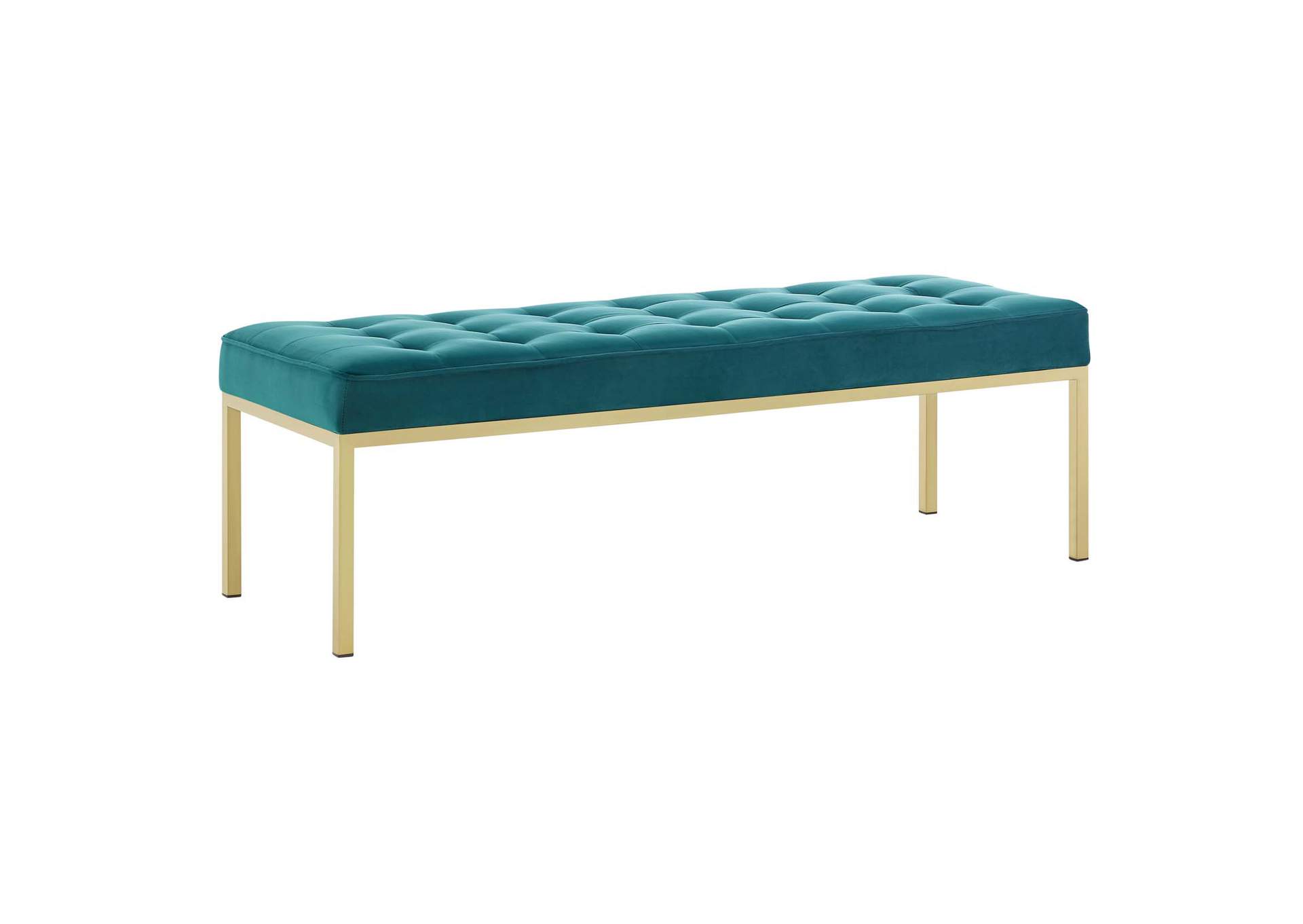 Gold Teal Loft Gold Stainless Steel Leg Large Performance Velvet Bench,Modway