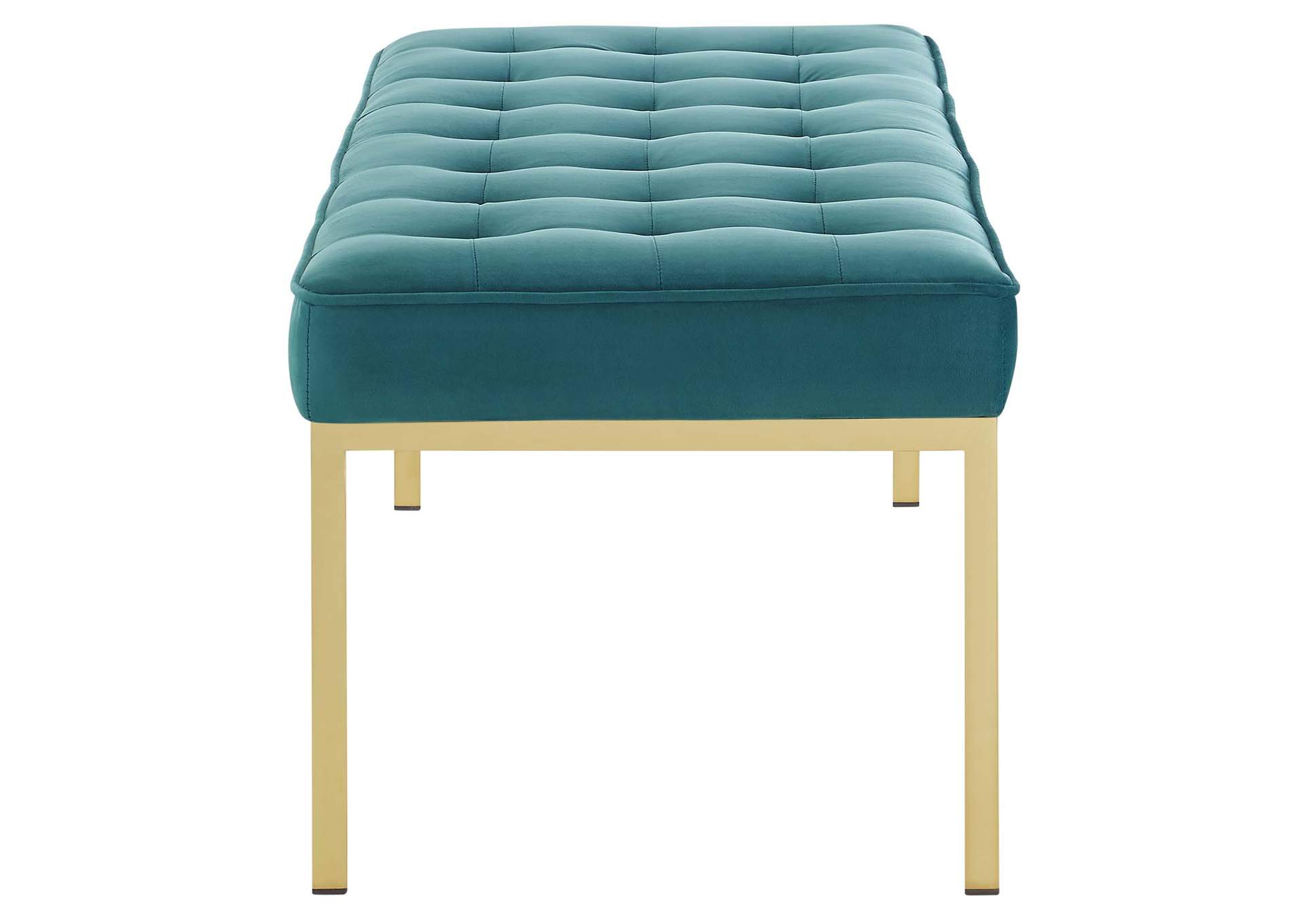 Gold Teal Loft Gold Stainless Steel Leg Large Performance Velvet Bench,Modway