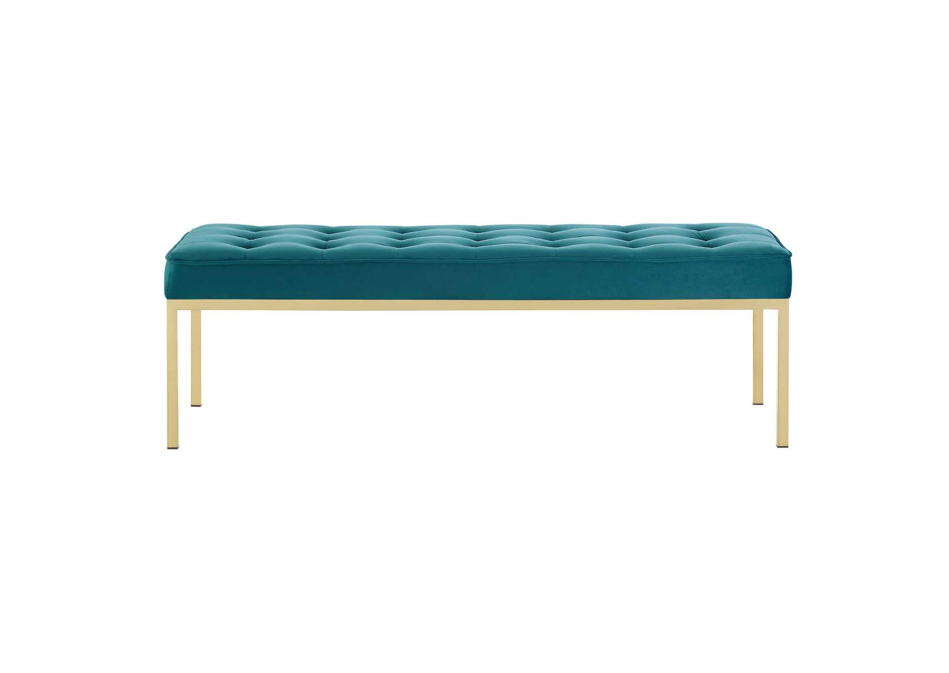 Gold Teal Loft Gold Stainless Steel Leg Large Performance Velvet Bench,Modway