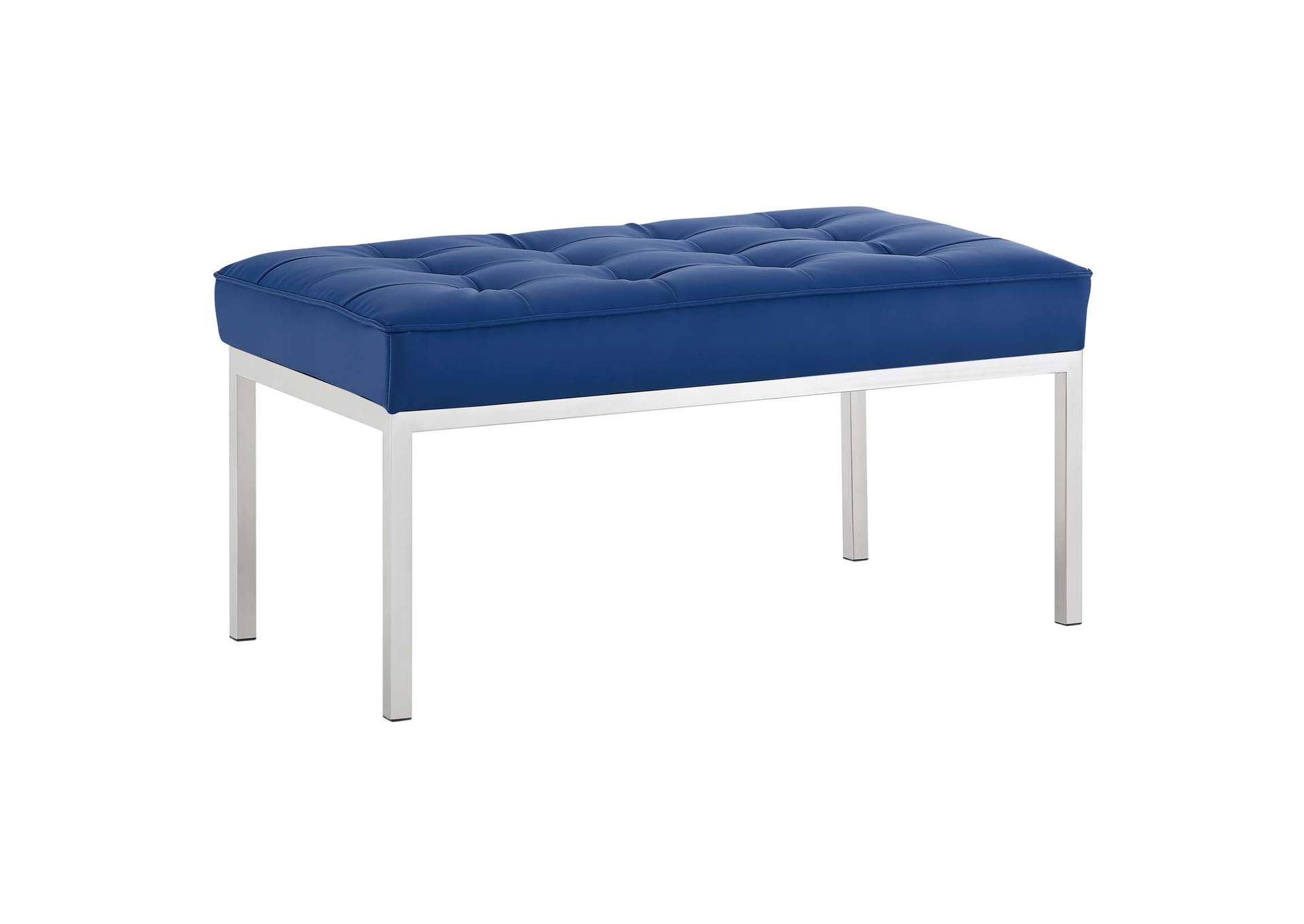 Silver Navy Loft Tufted Medium Upholstered Faux Leather Bench,Modway