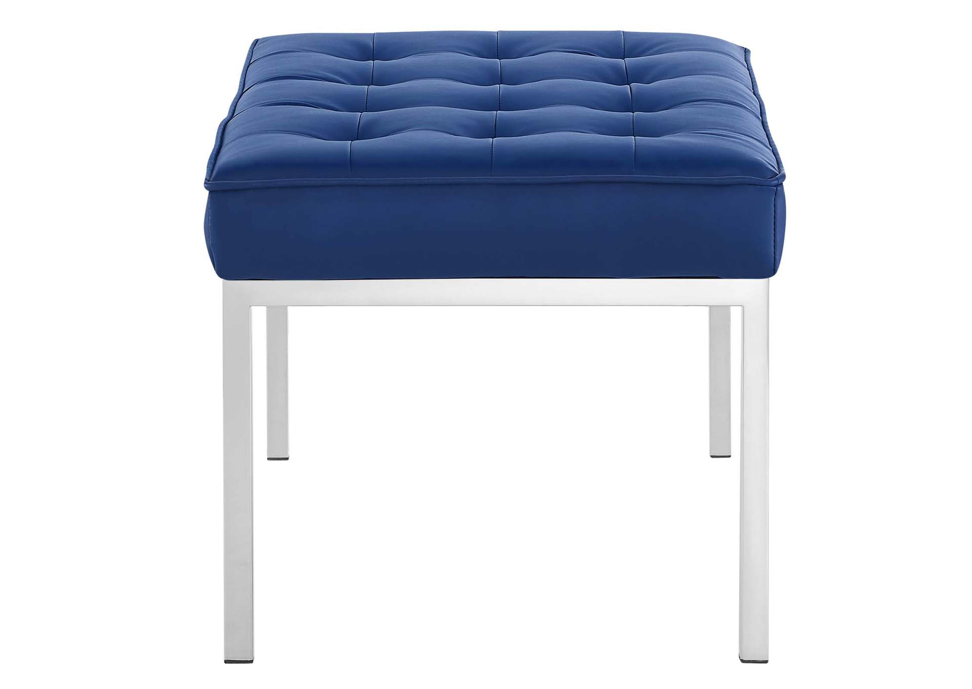 Silver Navy Loft Tufted Medium Upholstered Faux Leather Bench,Modway