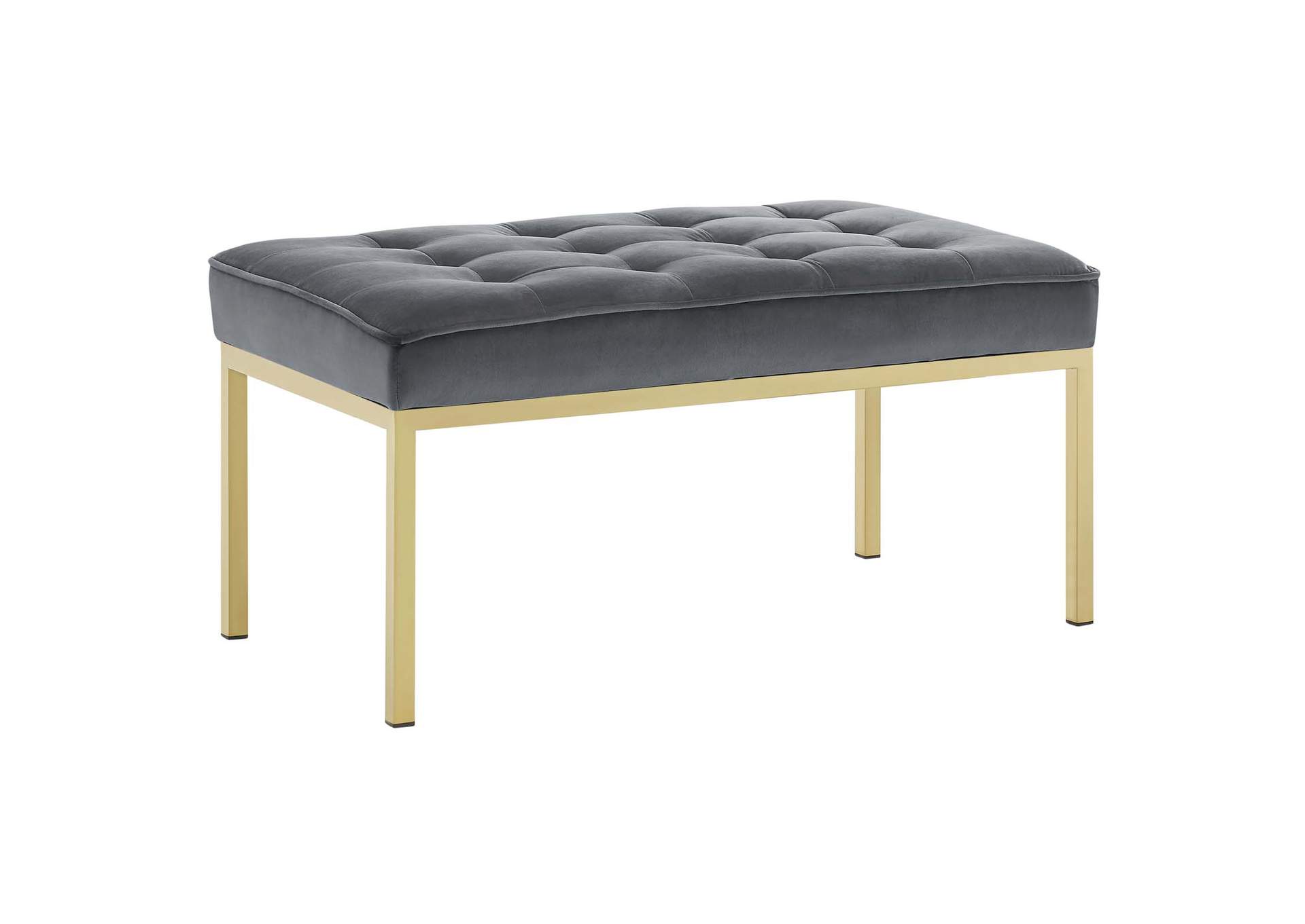 Gold Gray Loft Gold Stainless Steel Leg Medium Performance Velvet Bench,Modway