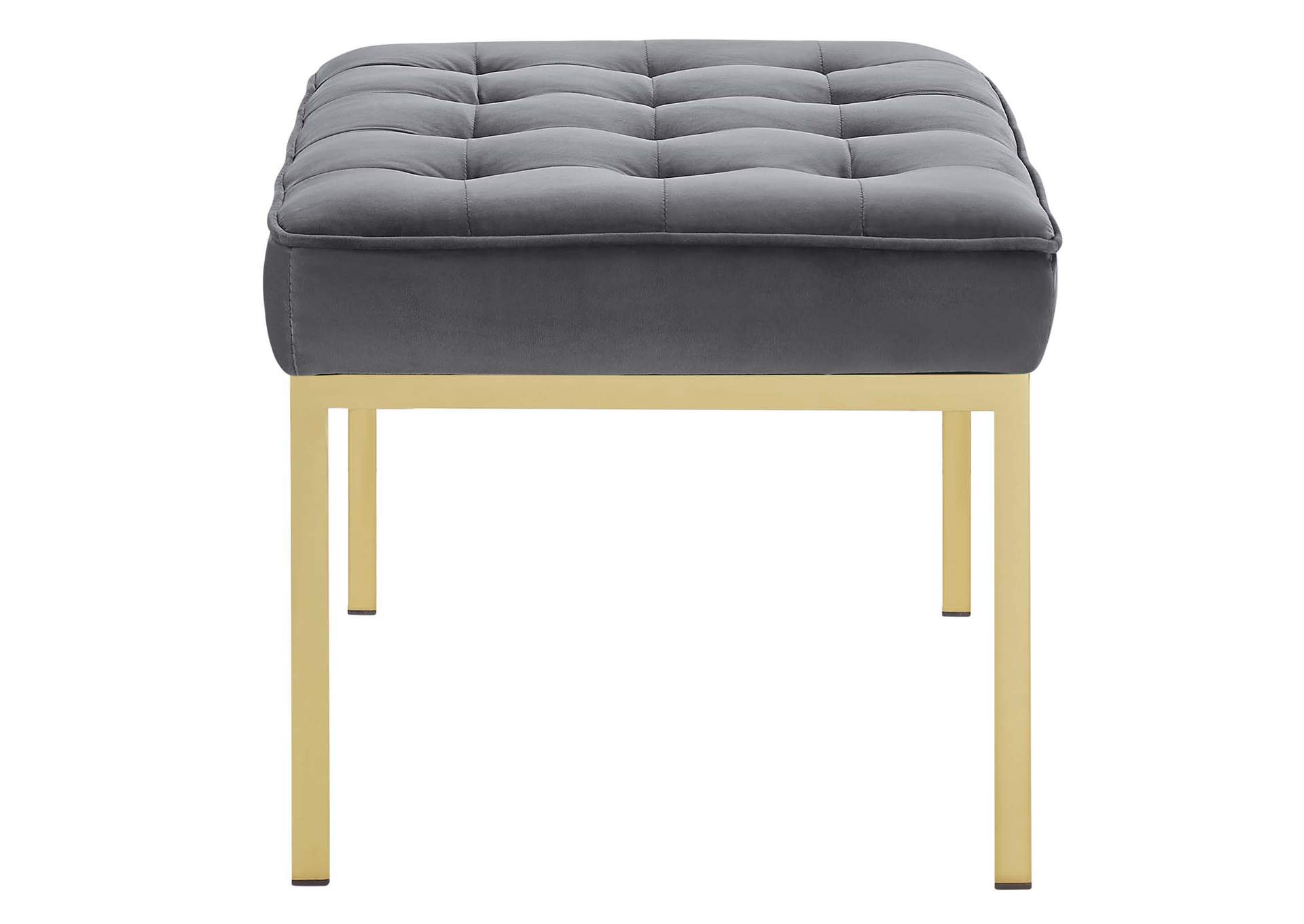 Gold Gray Loft Gold Stainless Steel Leg Medium Performance Velvet Bench,Modway