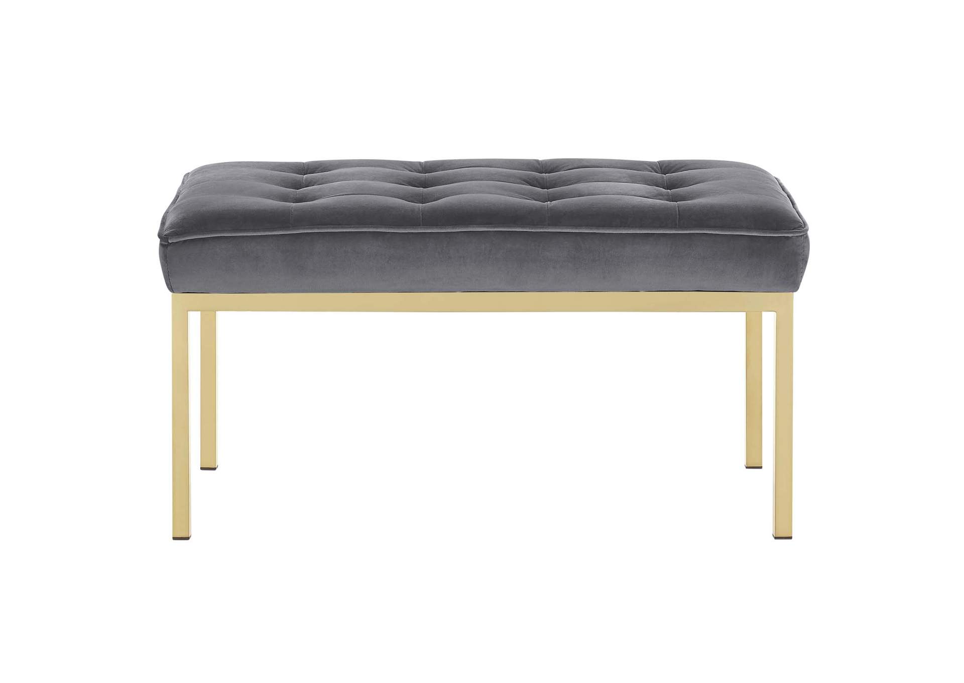 Gold Gray Loft Gold Stainless Steel Leg Medium Performance Velvet Bench,Modway