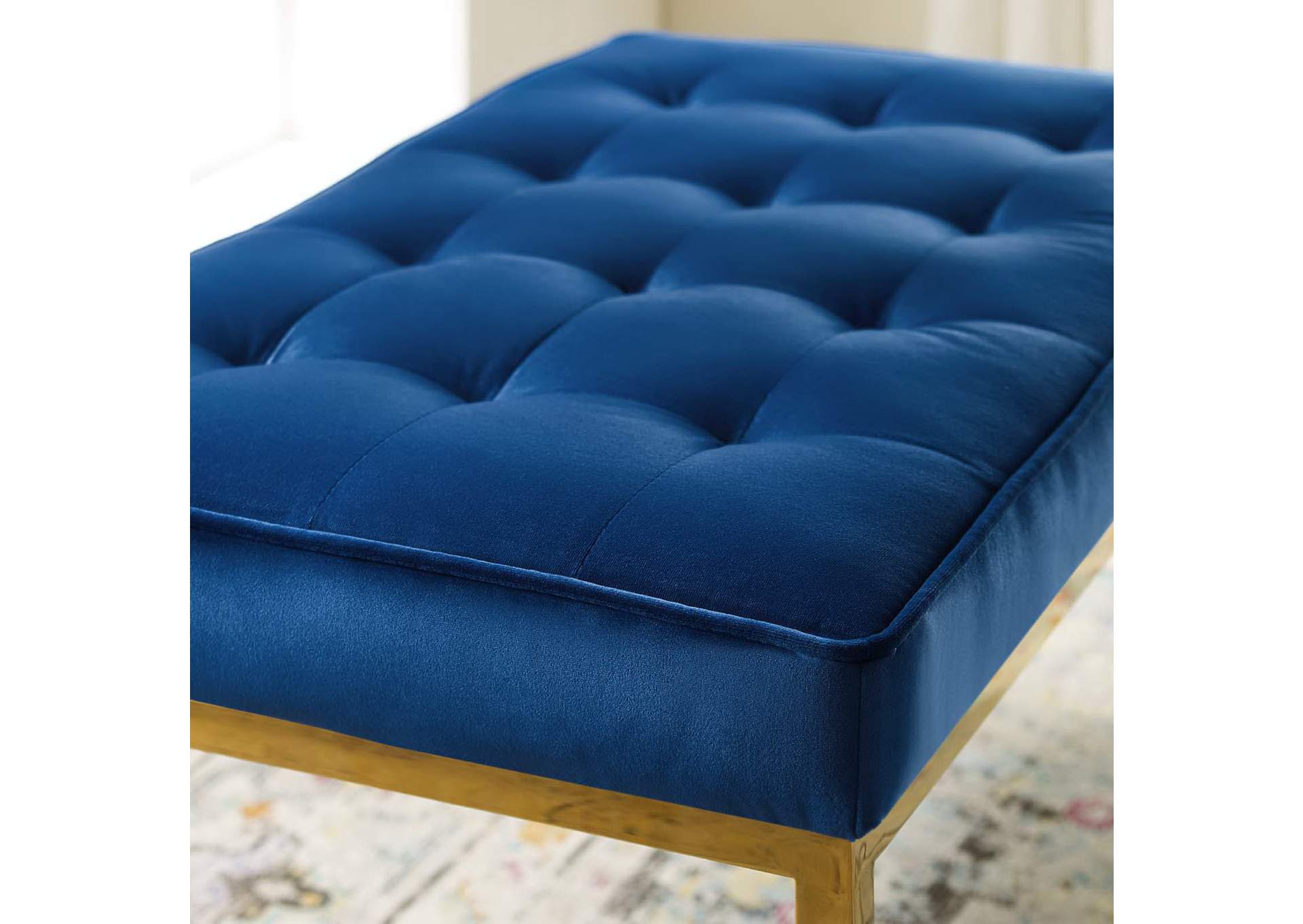 Gold Navy Loft Gold Stainless Steel Leg Medium Performance Velvet Bench,Modway