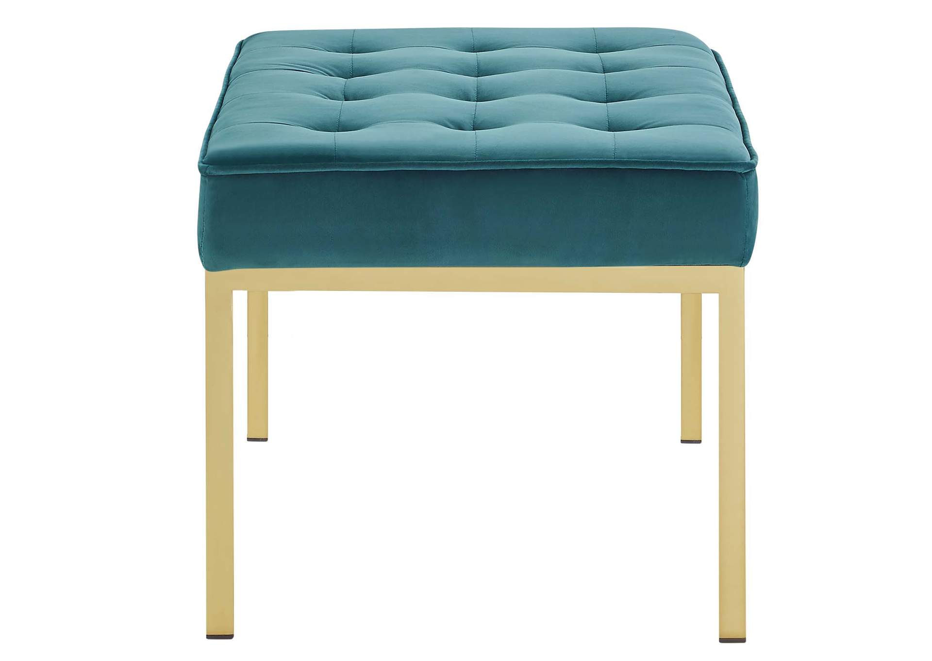 Gold Teal Loft Gold Stainless Steel Leg Medium Performance Velvet Bench,Modway