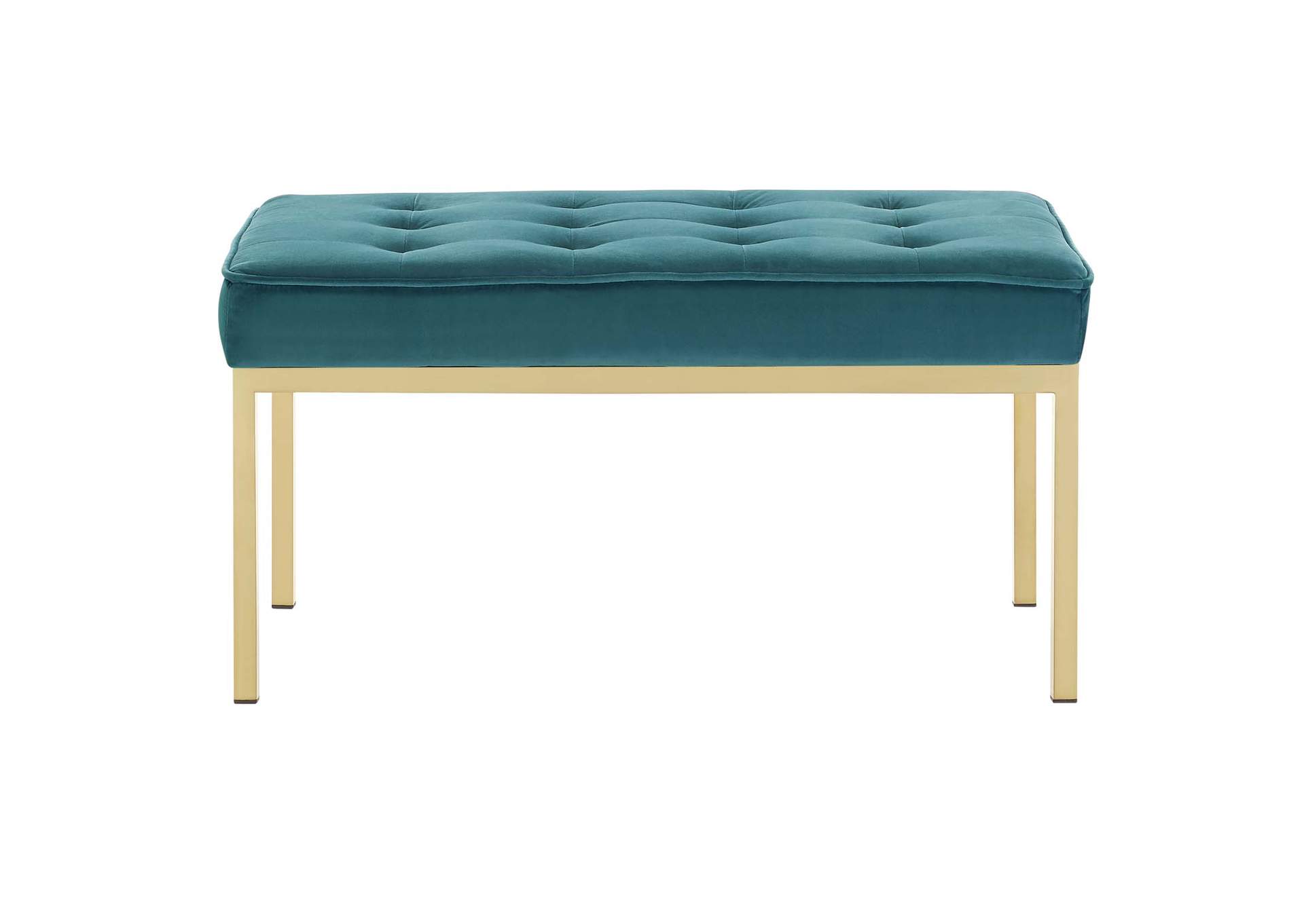 Gold Teal Loft Gold Stainless Steel Leg Medium Performance Velvet Bench,Modway