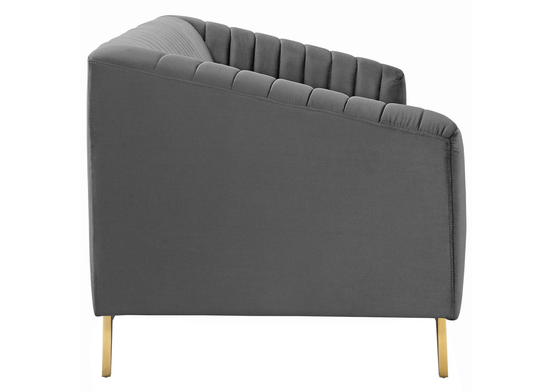 Gray Valiant Vertical Channel Tufted Performance Velvet Sofa,Modway