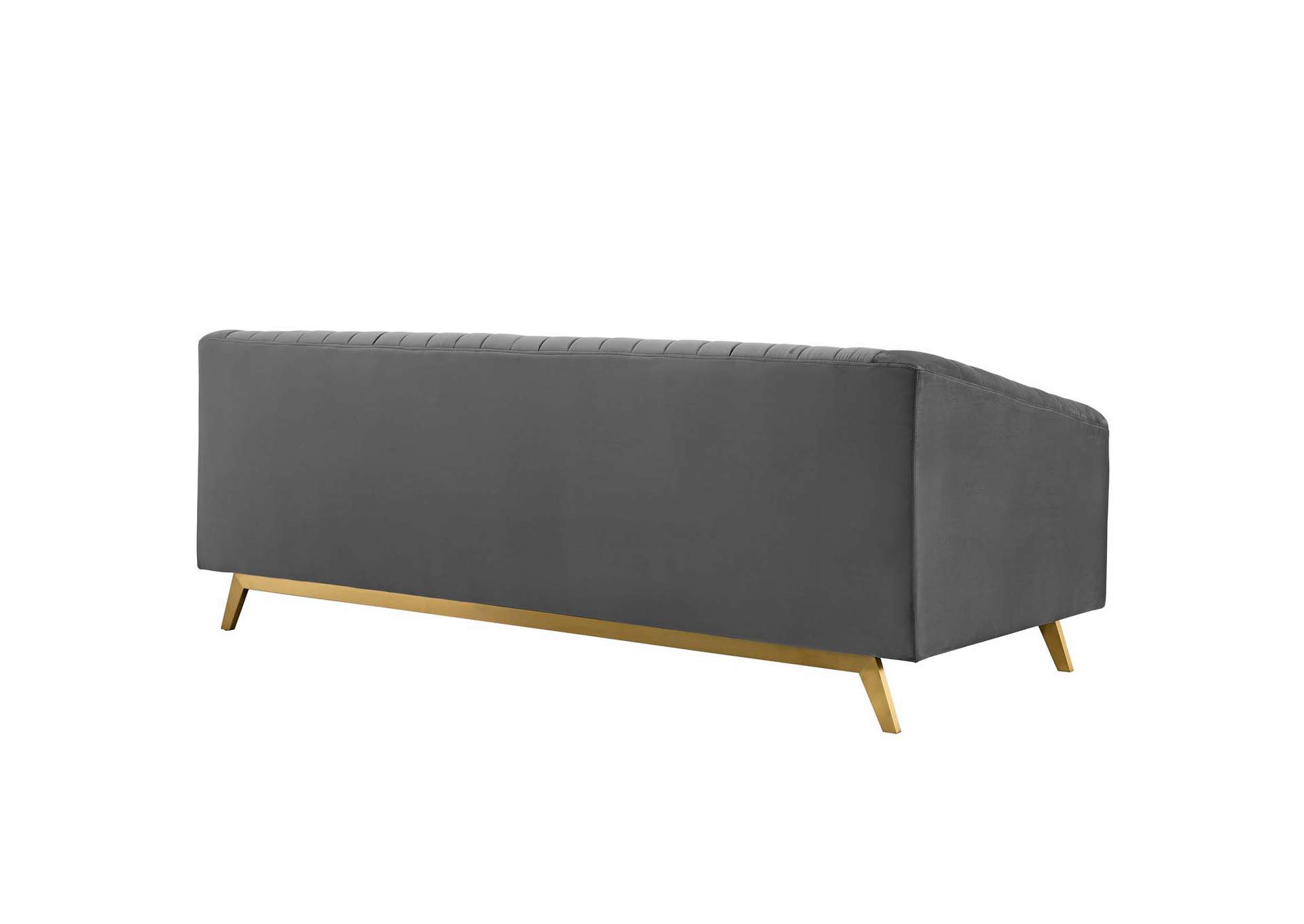 Gray Valiant Vertical Channel Tufted Performance Velvet Sofa,Modway