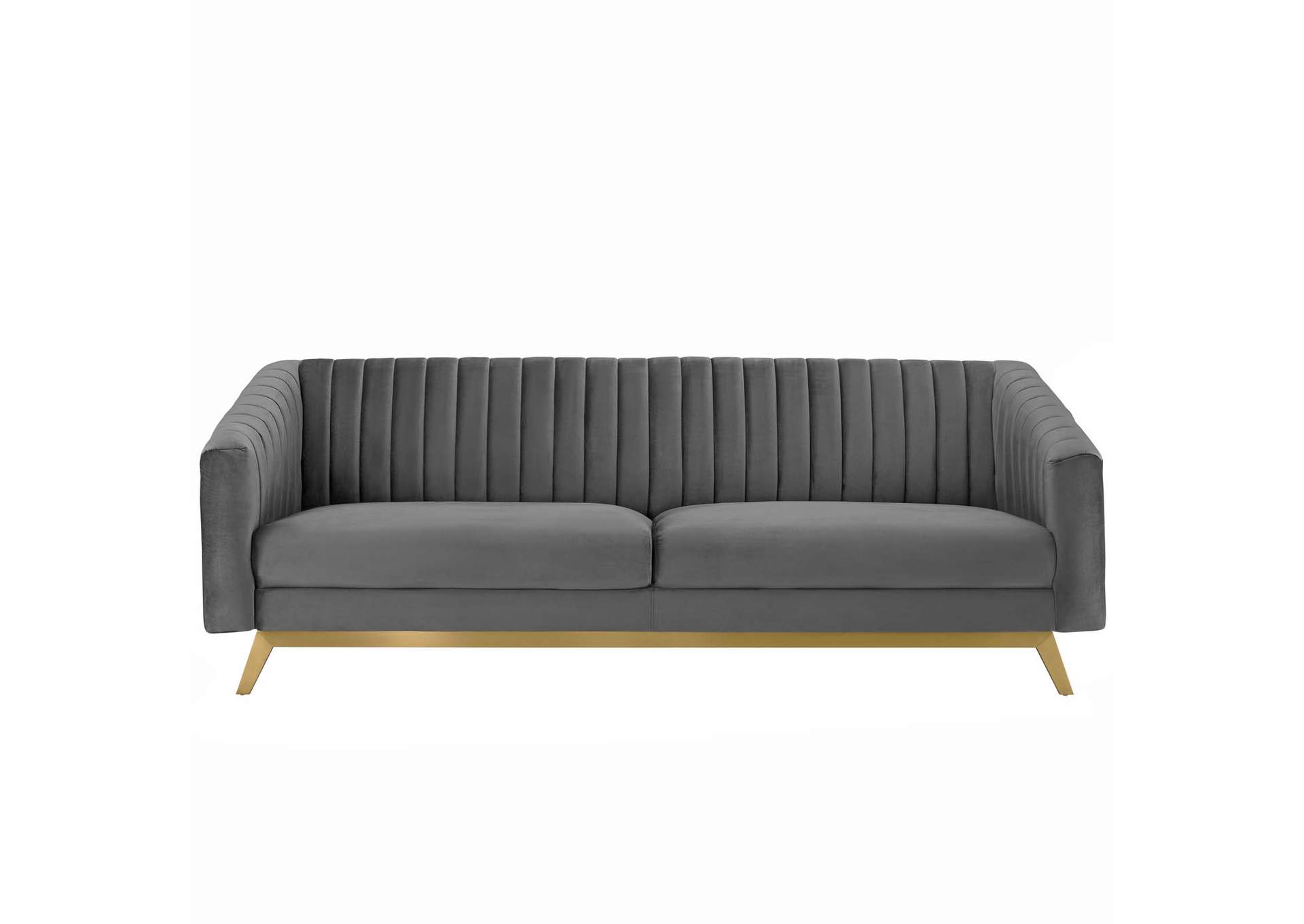 Gray Valiant Vertical Channel Tufted Performance Velvet Sofa,Modway