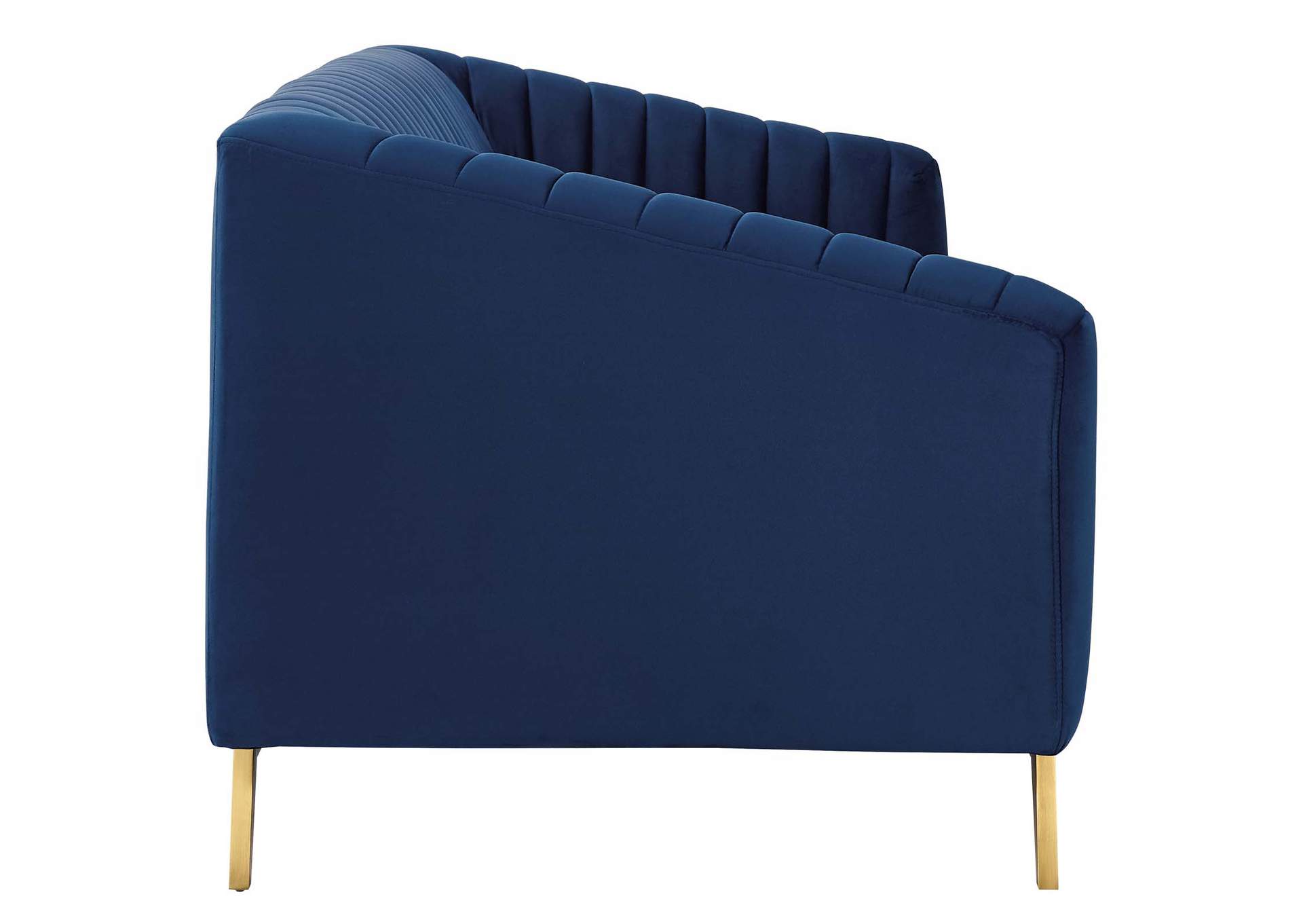 Navy Valiant Vertical Channel Tufted Performance Velvet Sofa,Modway