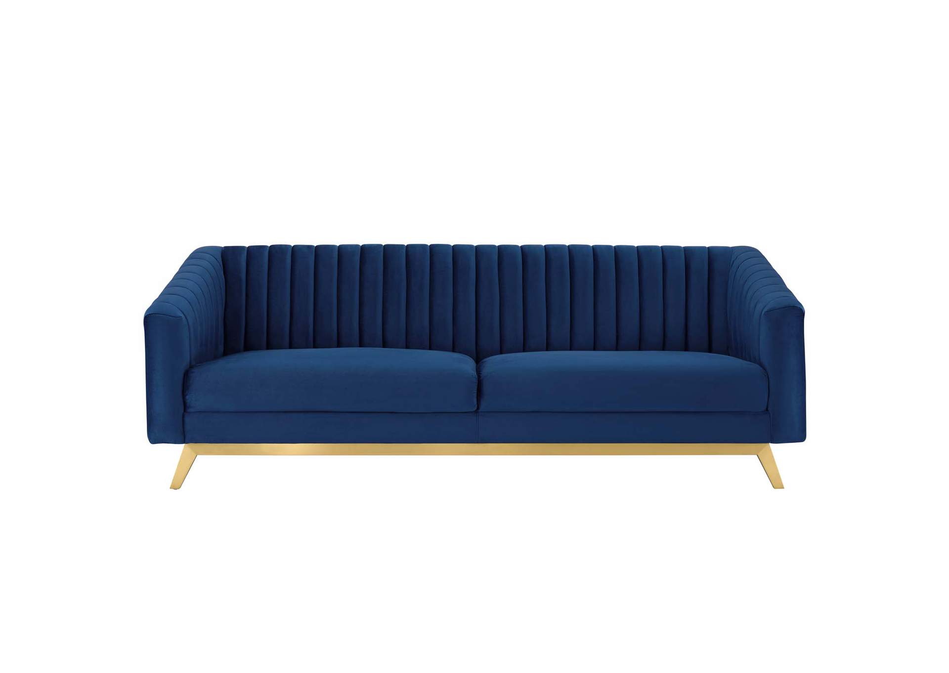 Navy Valiant Vertical Channel Tufted Performance Velvet Sofa,Modway
