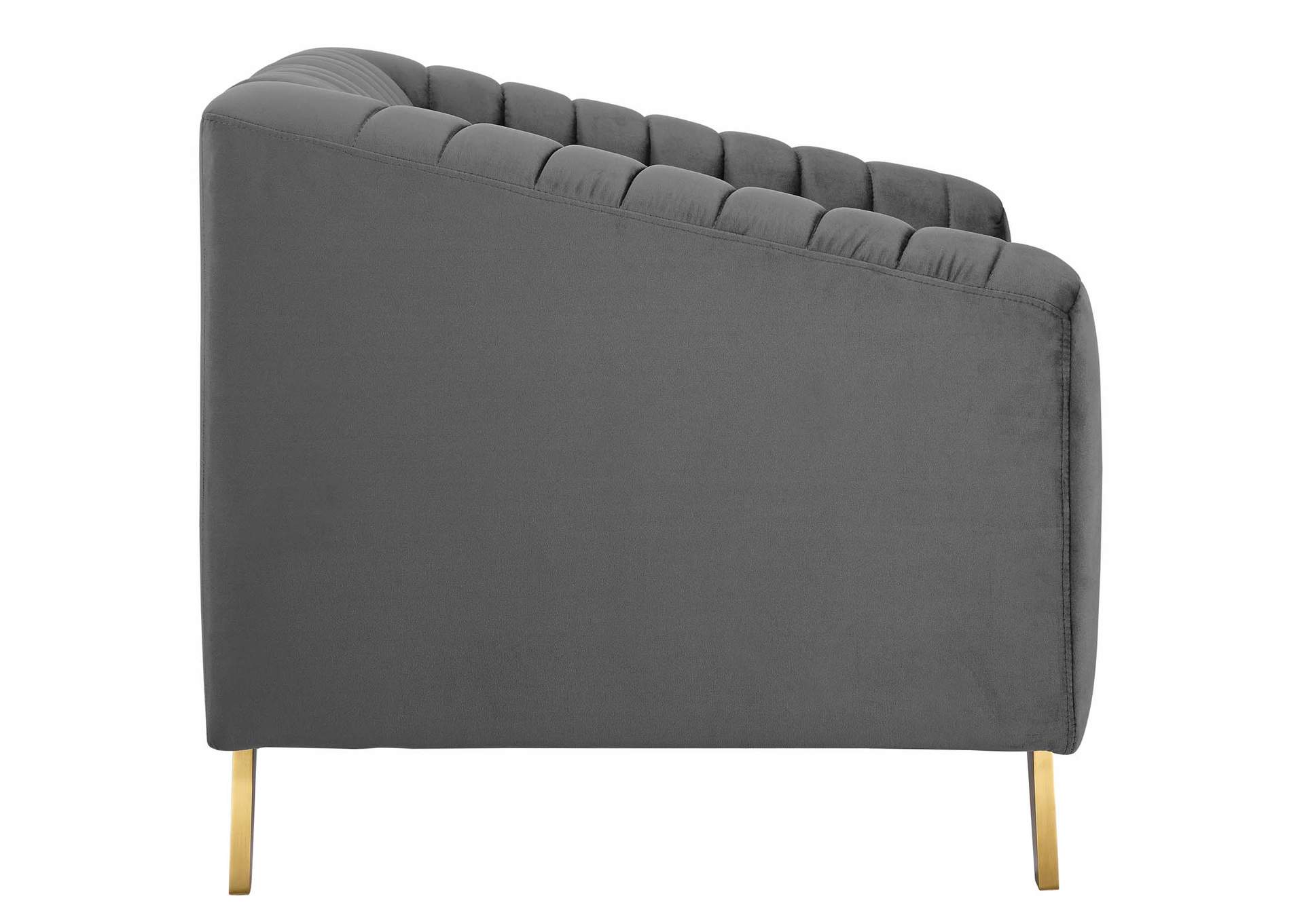 Gray Valiant Vertical Channel Tufted Performance Velvet Arm Chair,Modway