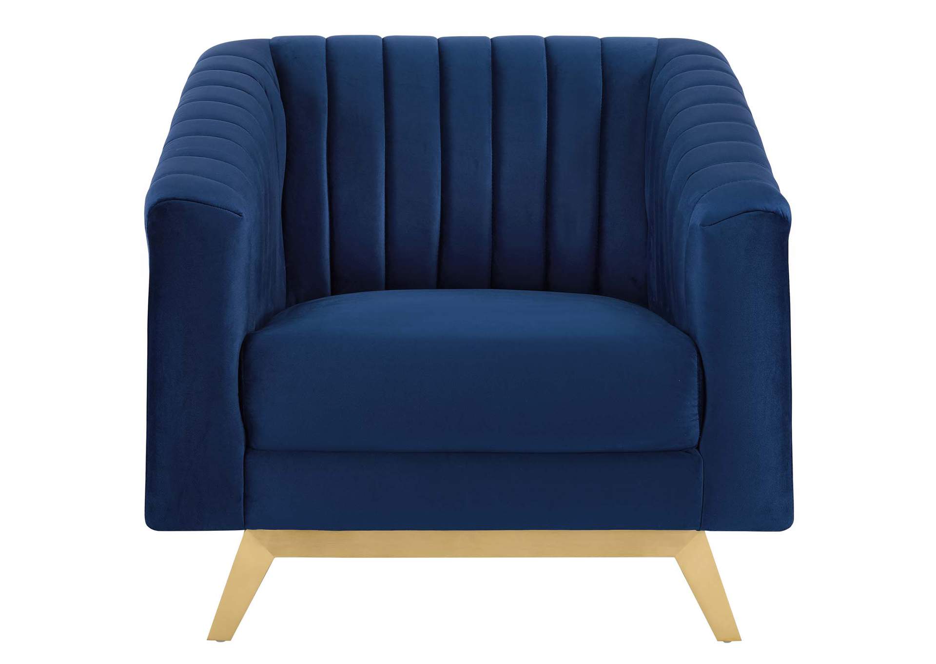 Navy Valiant Vertical Channel Tufted Performance Velvet Arm Chair,Modway