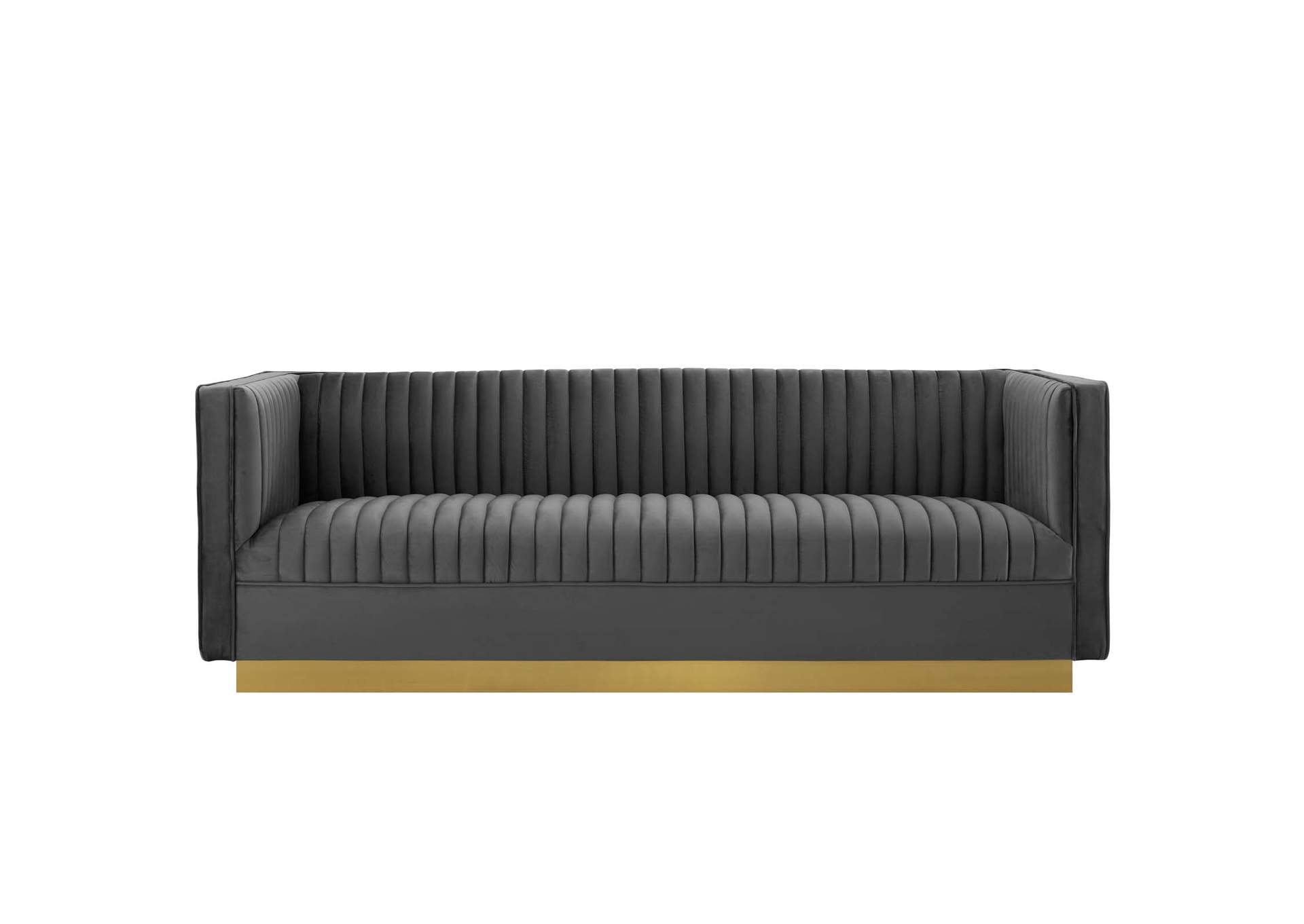 Gray Sanguine Vertical Channel Tufted Performance Velvet Sofa,Modway