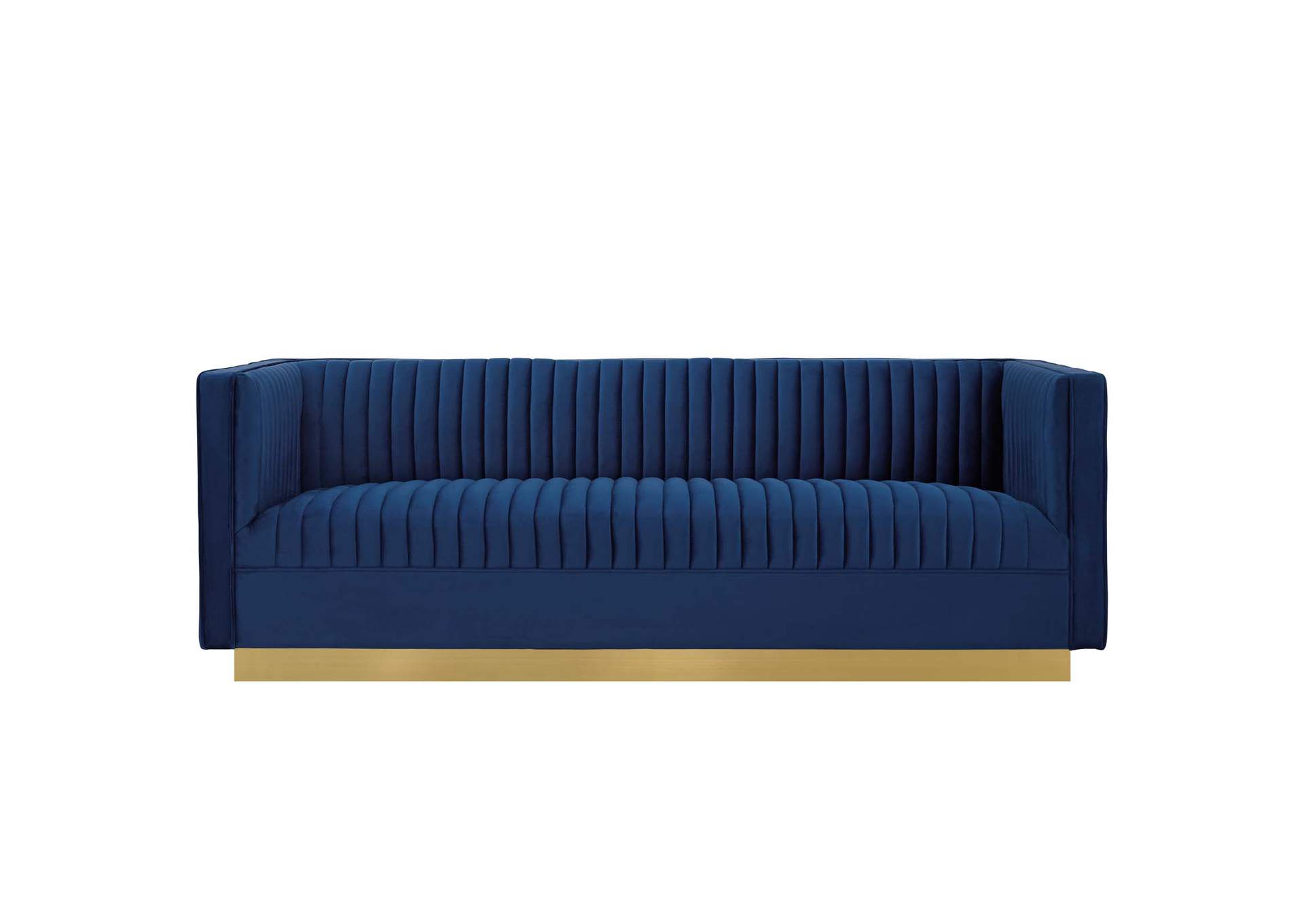 Navy Sanguine Vertical Channel Tufted Performance Velvet Sofa,Modway