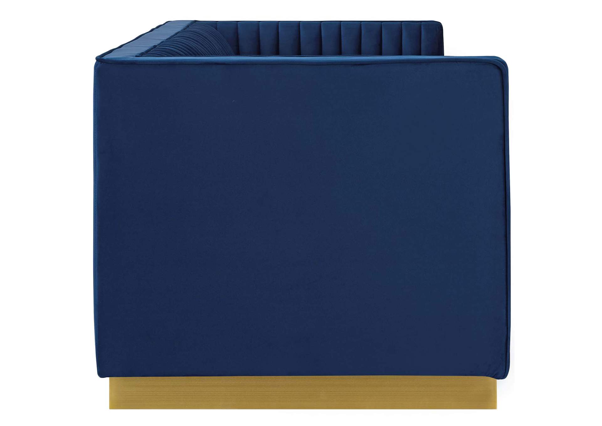 Navy Sanguine Vertical Channel Tufted Performance Velvet Sofa,Modway