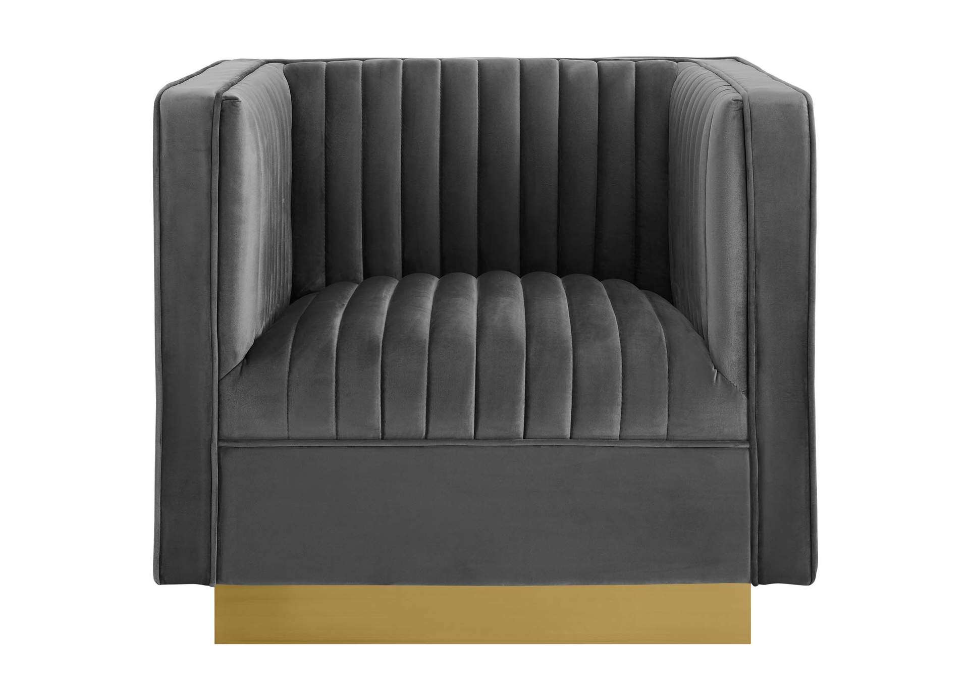 Gray Sanguine Vertical Channel Tufted Accent Performance Velvet Arm Chair,Modway