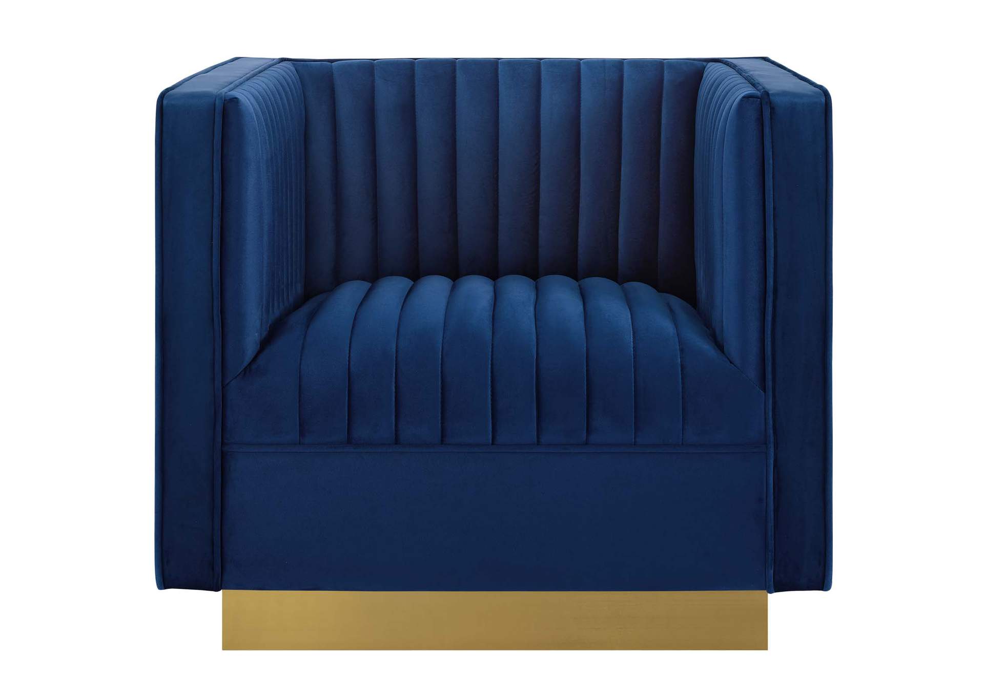 Navy Sanguine Vertical Channel Tufted Accent Performance Velvet Arm Chair,Modway