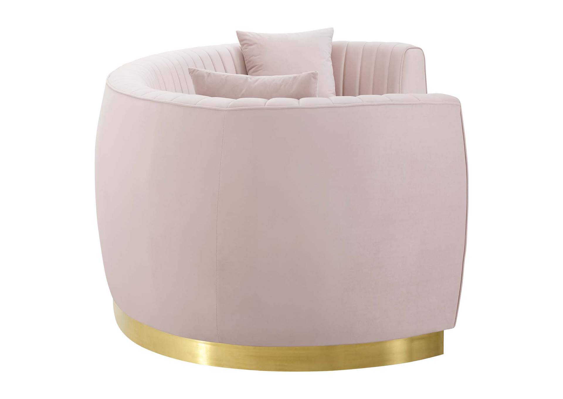 Pink Enthusiastic Vertical Channel Tufted Curved Performance Velvet Sofa,Modway