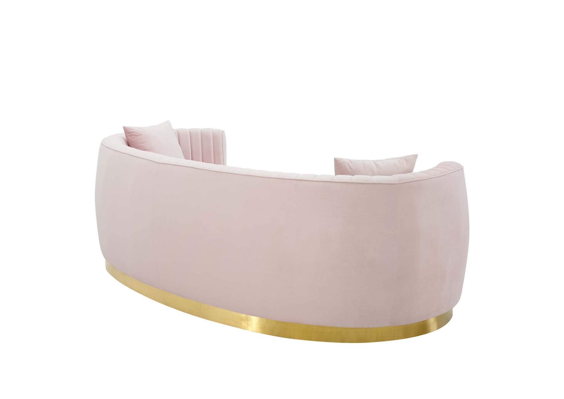 Pink Enthusiastic Vertical Channel Tufted Curved Performance Velvet Sofa,Modway
