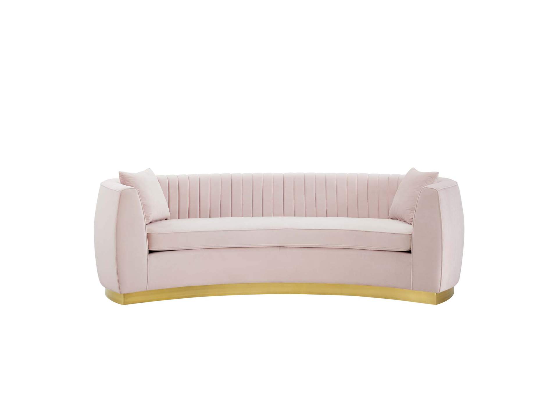 Pink Enthusiastic Vertical Channel Tufted Curved Performance Velvet Sofa,Modway