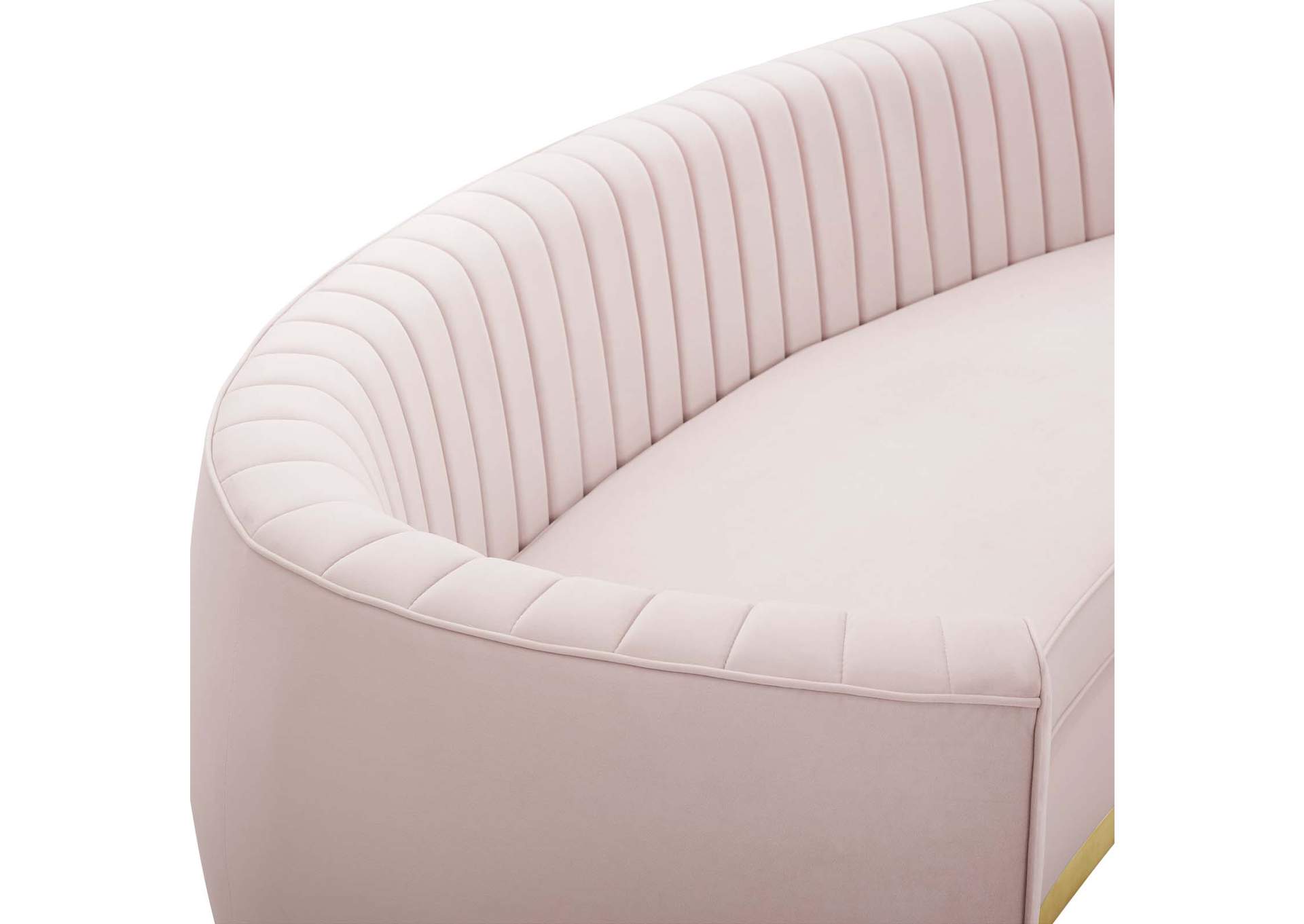 Pink Enthusiastic Vertical Channel Tufted Curved Performance Velvet Sofa,Modway
