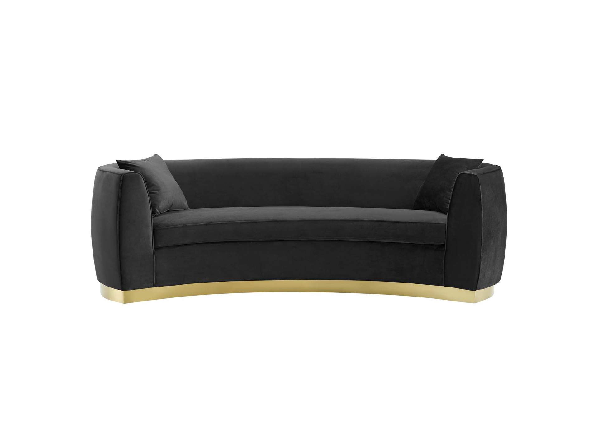 Black Resolute Curved Performance Velvet Sofa,Modway