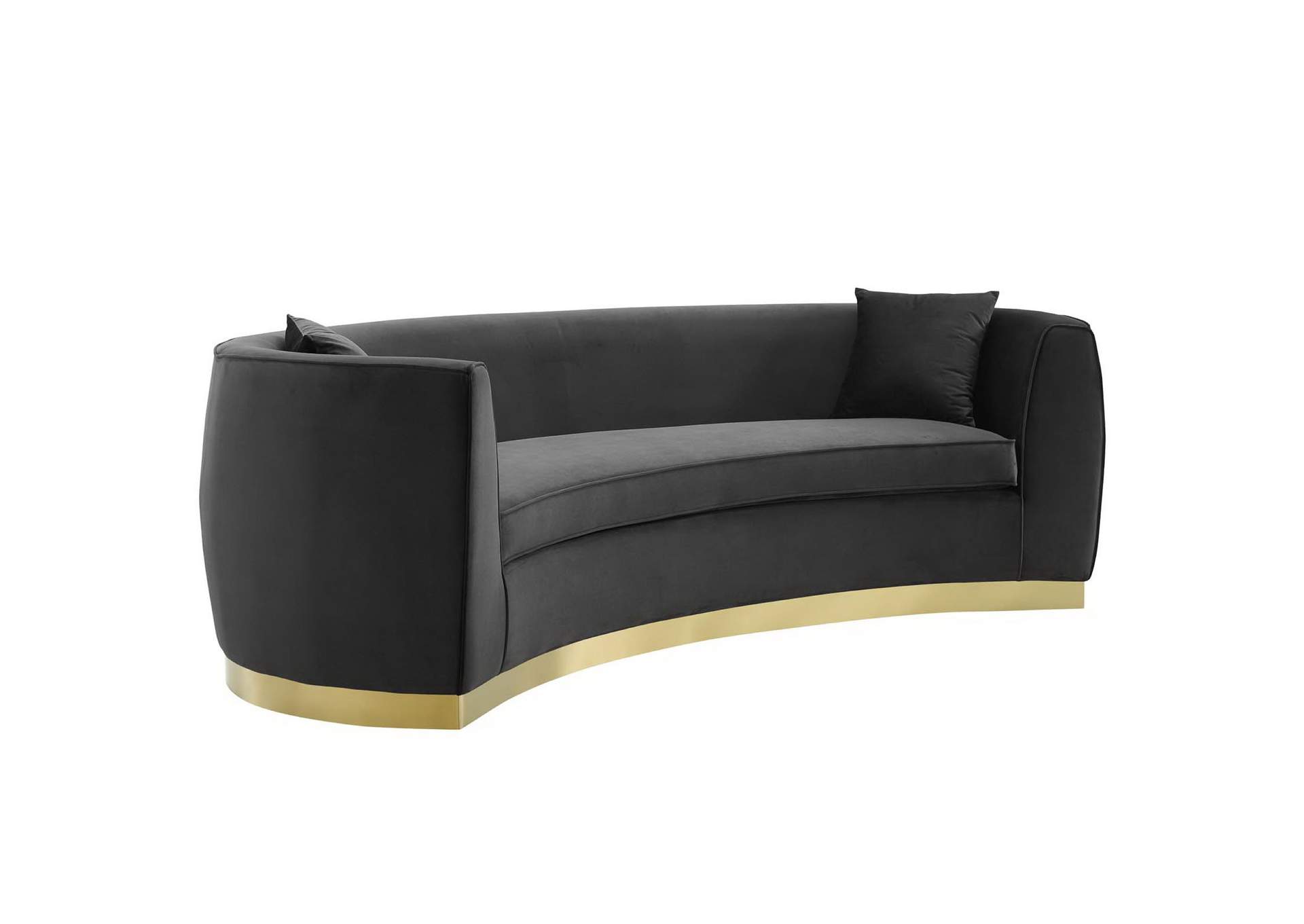 Black Resolute Curved Performance Velvet Sofa,Modway
