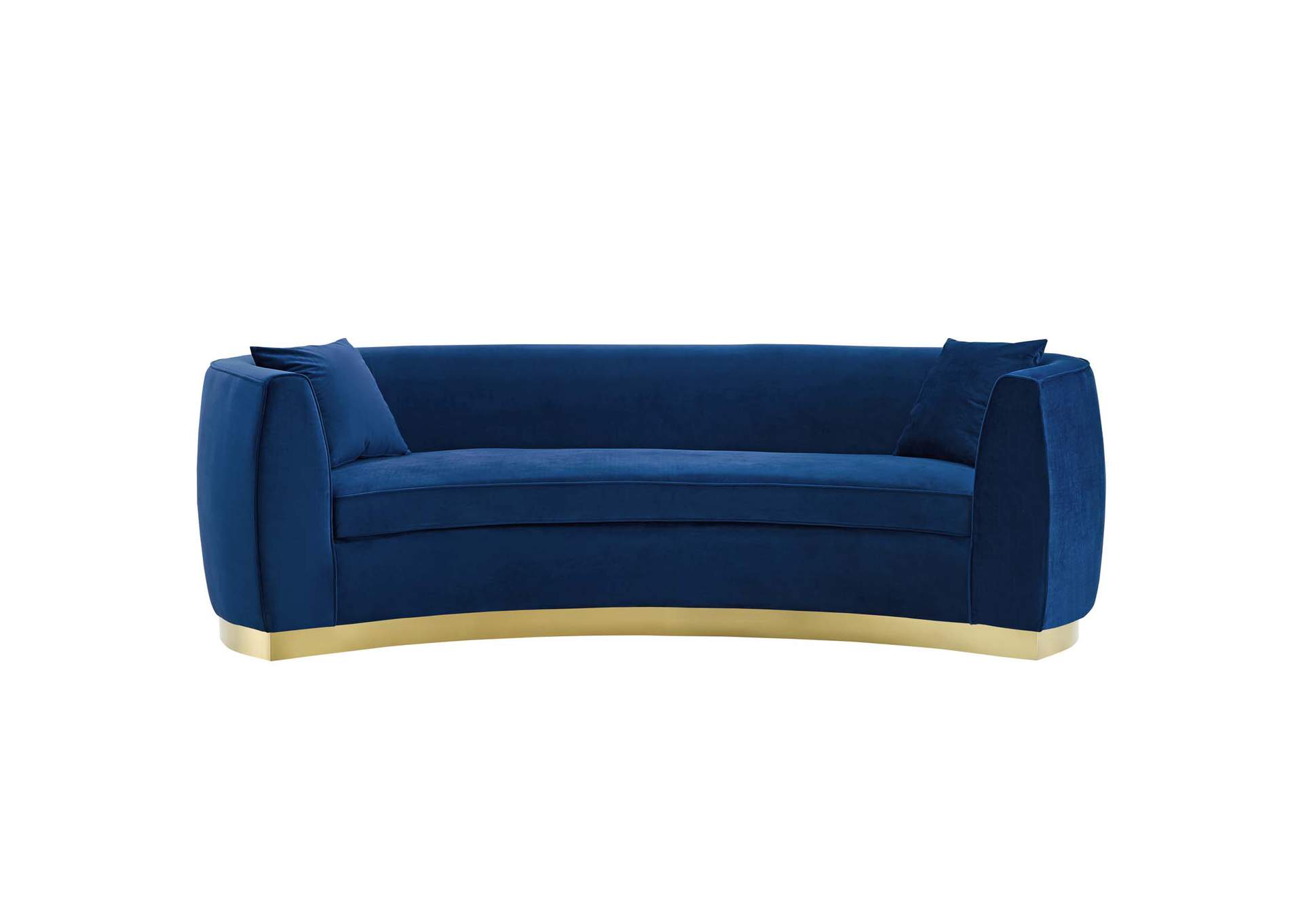 Navy Resolute Curved Performance Velvet Sofa,Modway