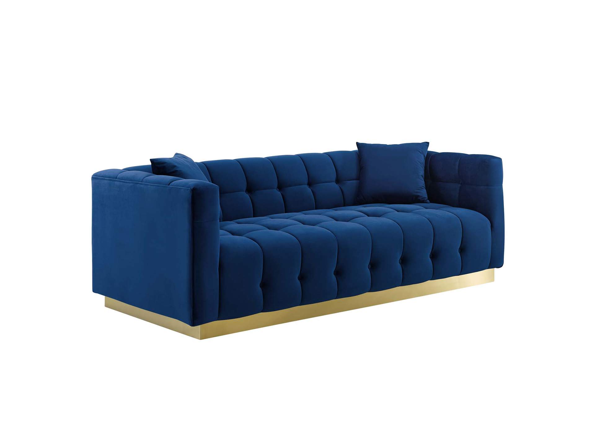 Navy Vivacious Biscuit Tufted Performance Velvet Sofa,Modway