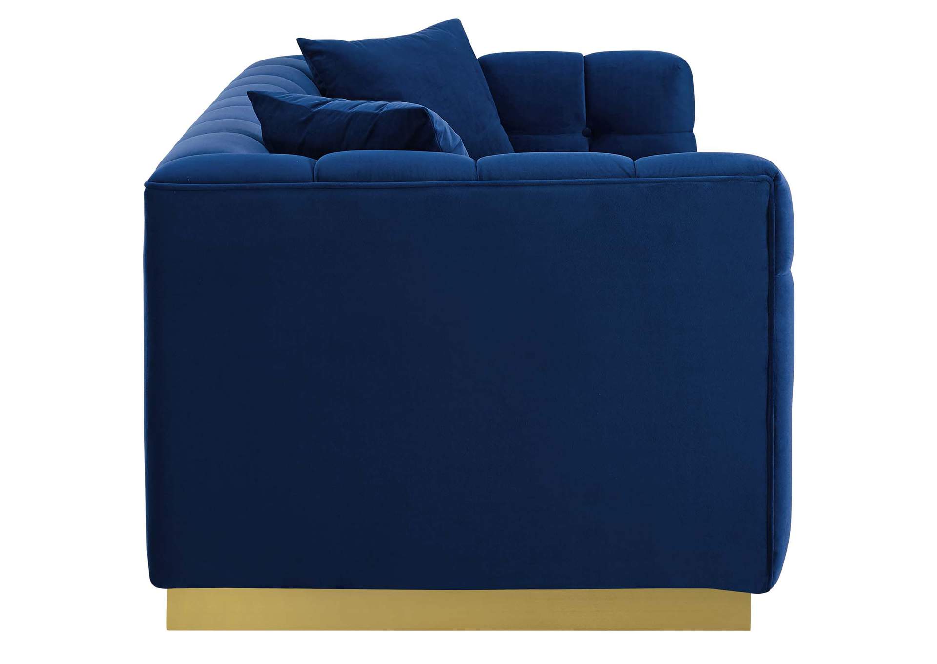 Navy Vivacious Biscuit Tufted Performance Velvet Sofa,Modway