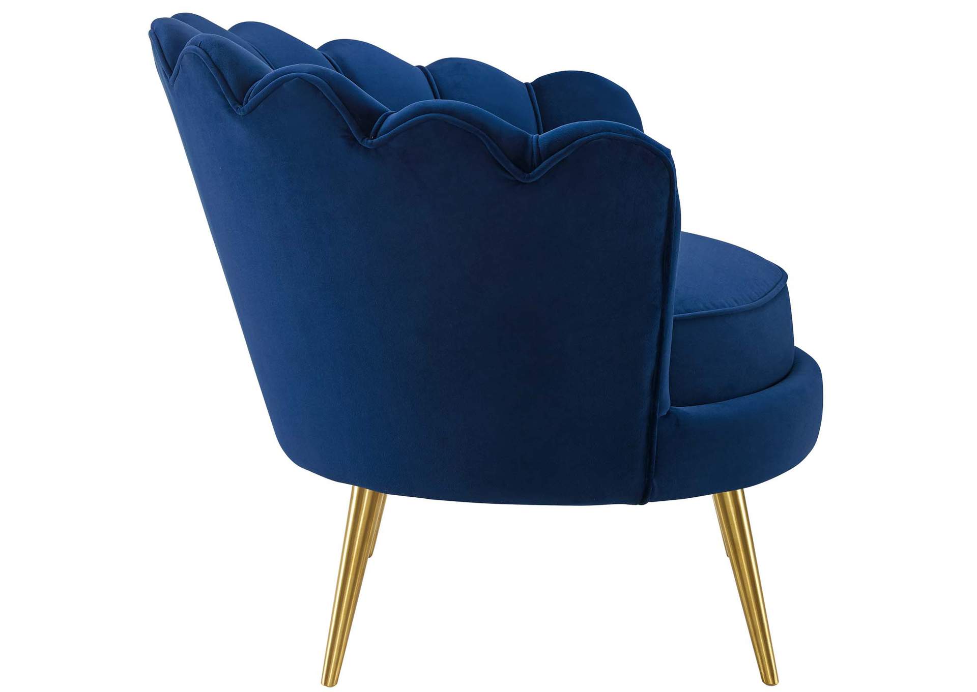 Navy Admire Scalloped Edge Performance Velvet Accent Arm Chair,Modway