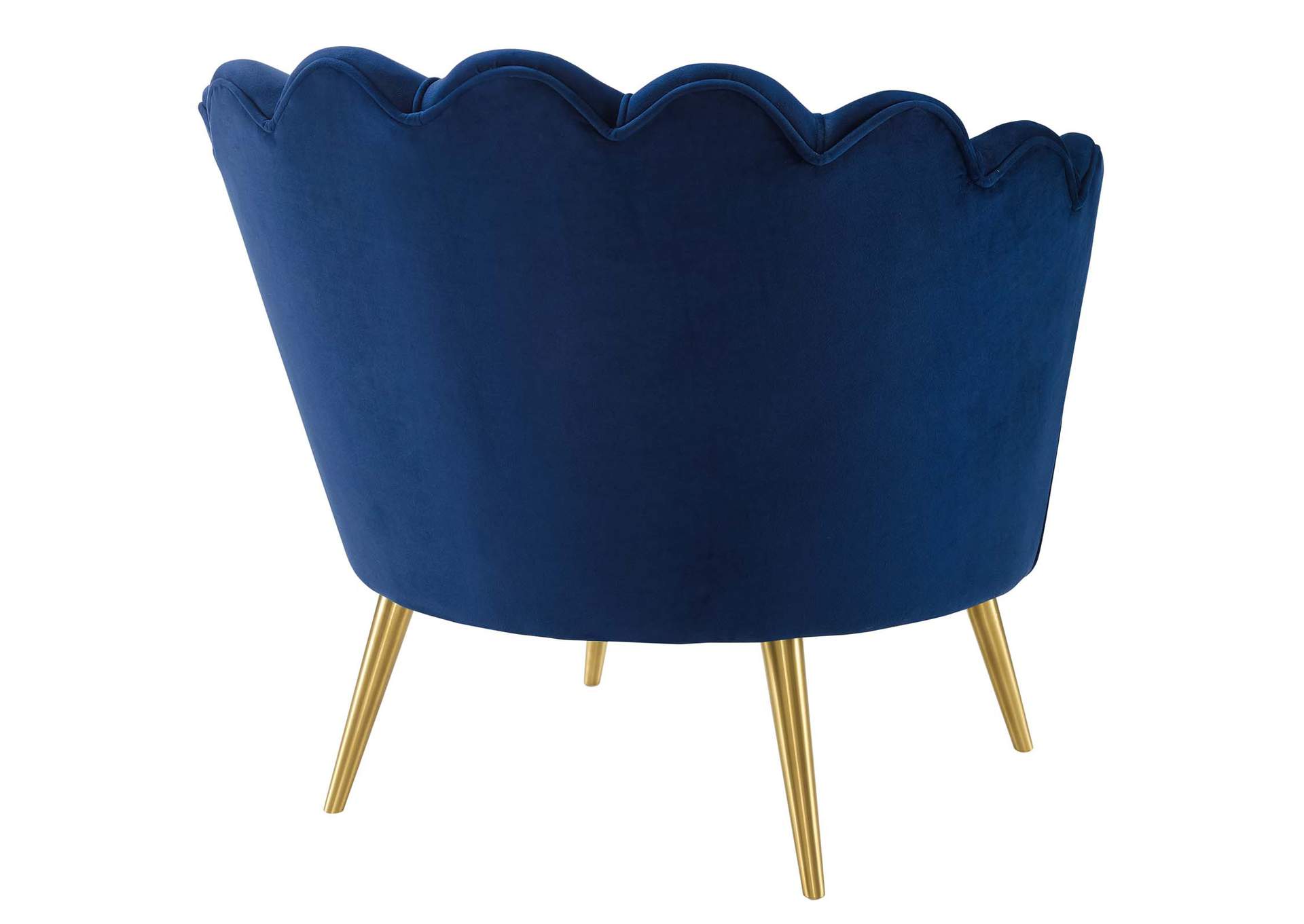 Navy Admire Scalloped Edge Performance Velvet Accent Arm Chair,Modway