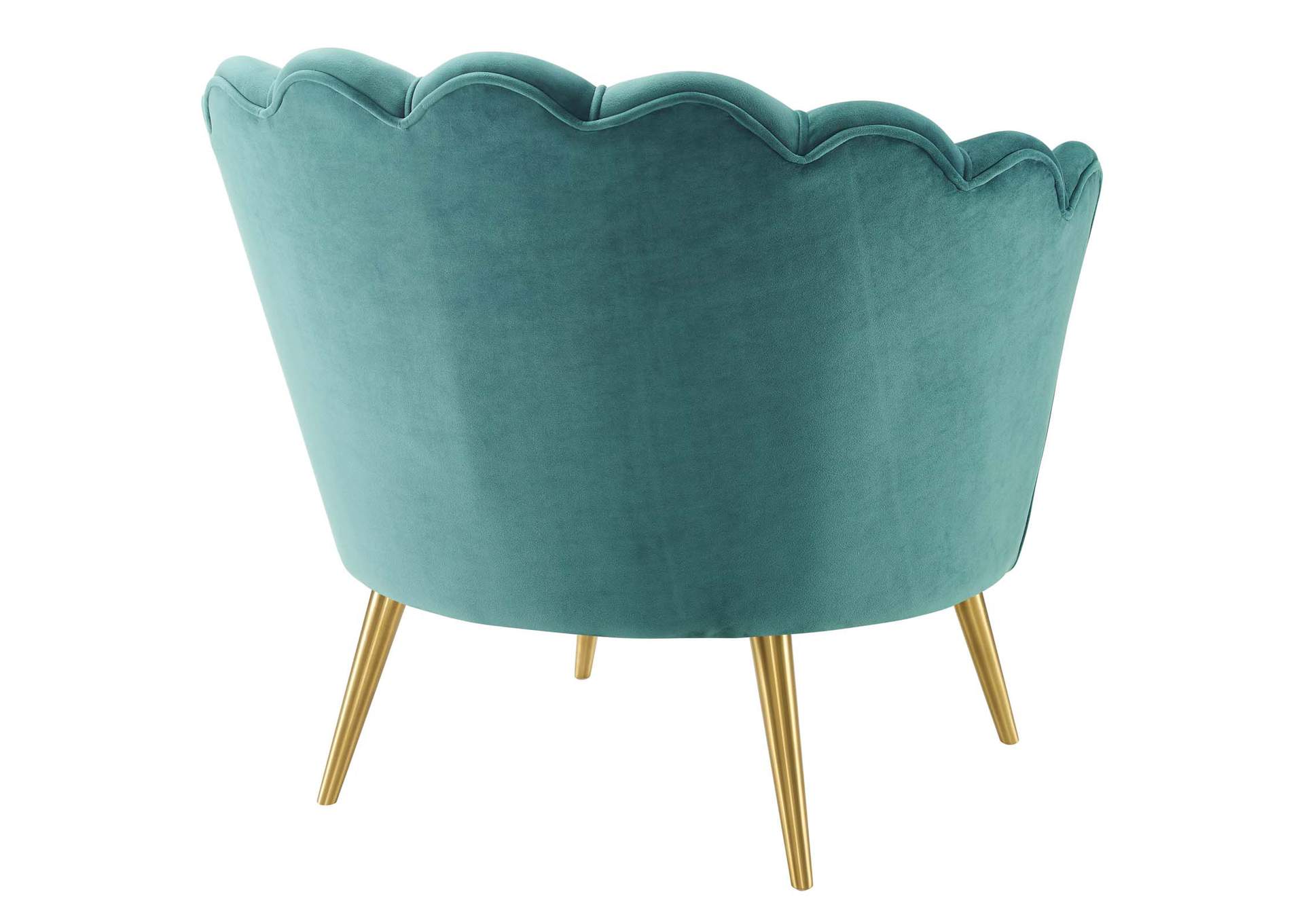 Teal Admire Scalloped Edge Performance Velvet Accent Arm Chair,Modway