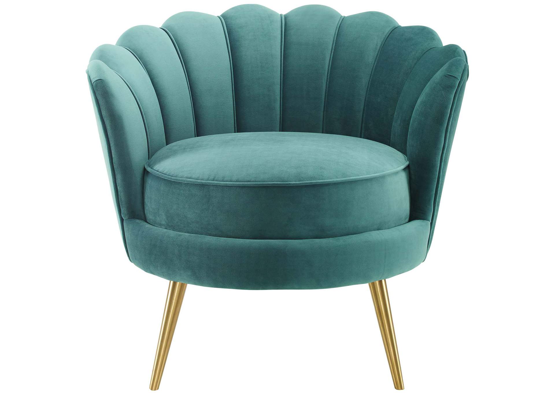 Teal Admire Scalloped Edge Performance Velvet Accent Arm Chair,Modway