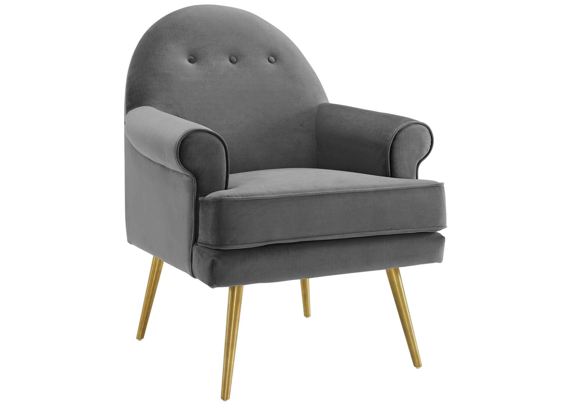 Gray Revive Tufted Button Accent Performance Velvet Arm Chair,Modway