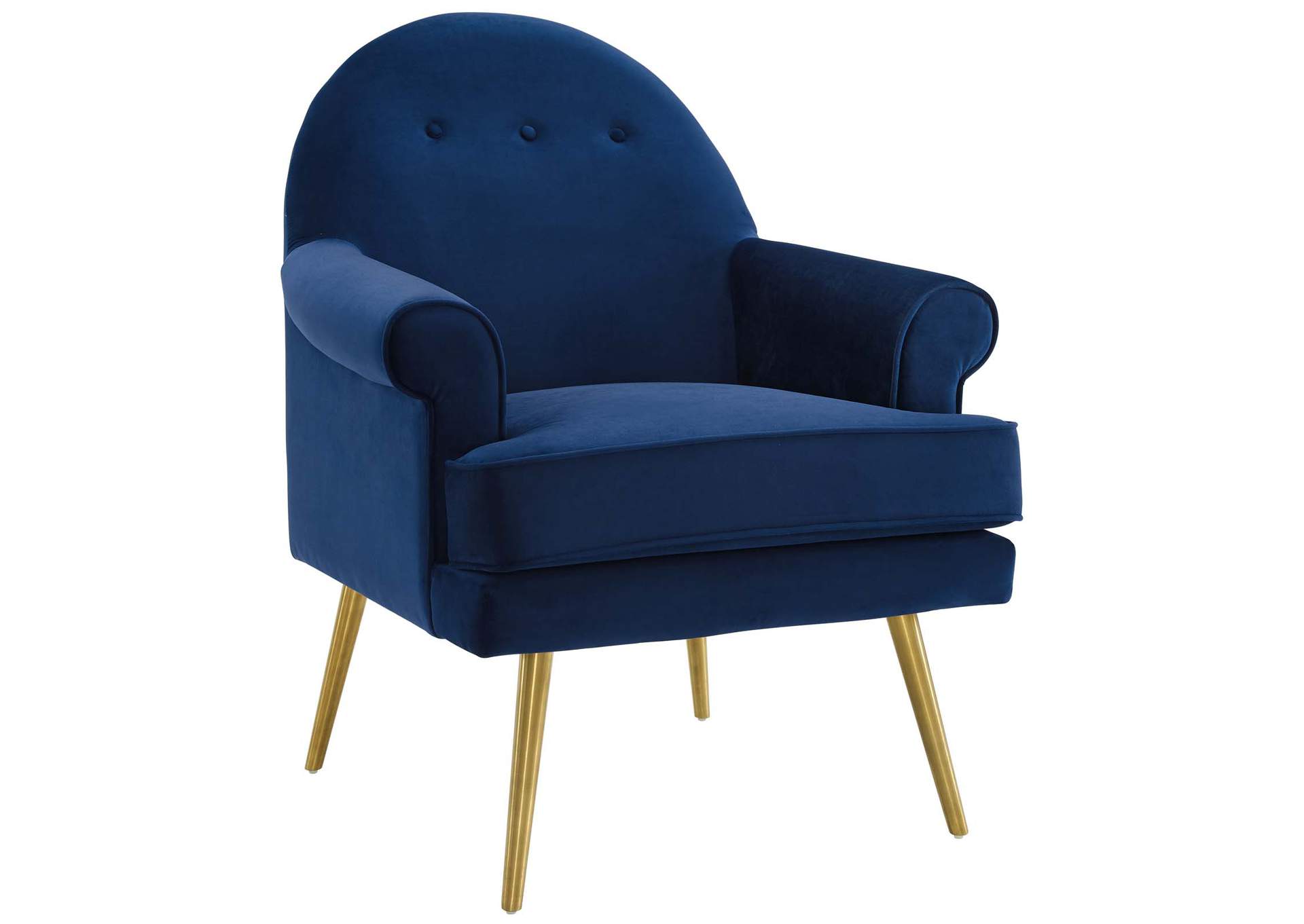 Navy Revive Tufted Button Accent Performance Velvet Arm Chair,Modway