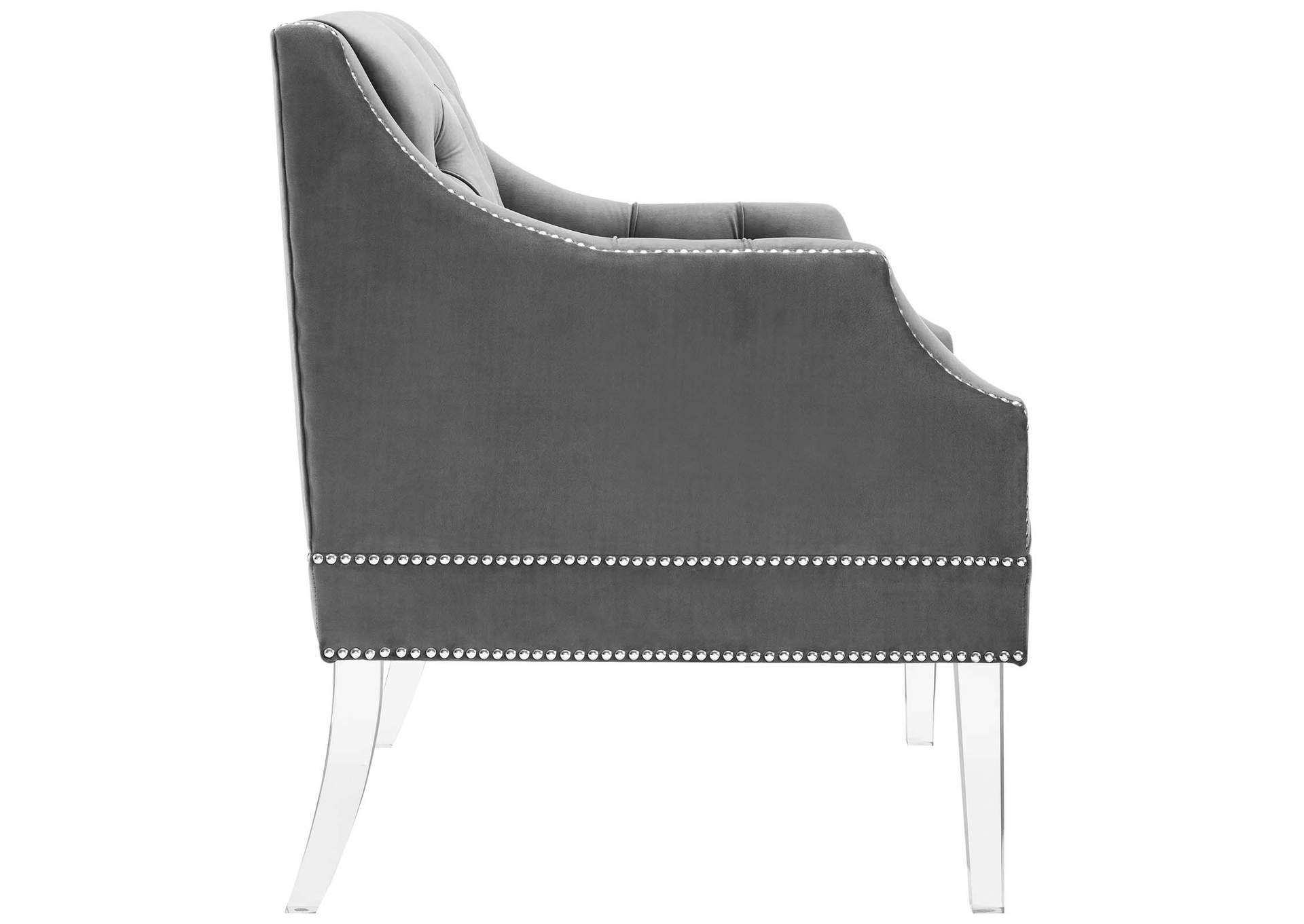 Gray Proverbial Tufted Button Accent Performance Velvet Arm Chair,Modway