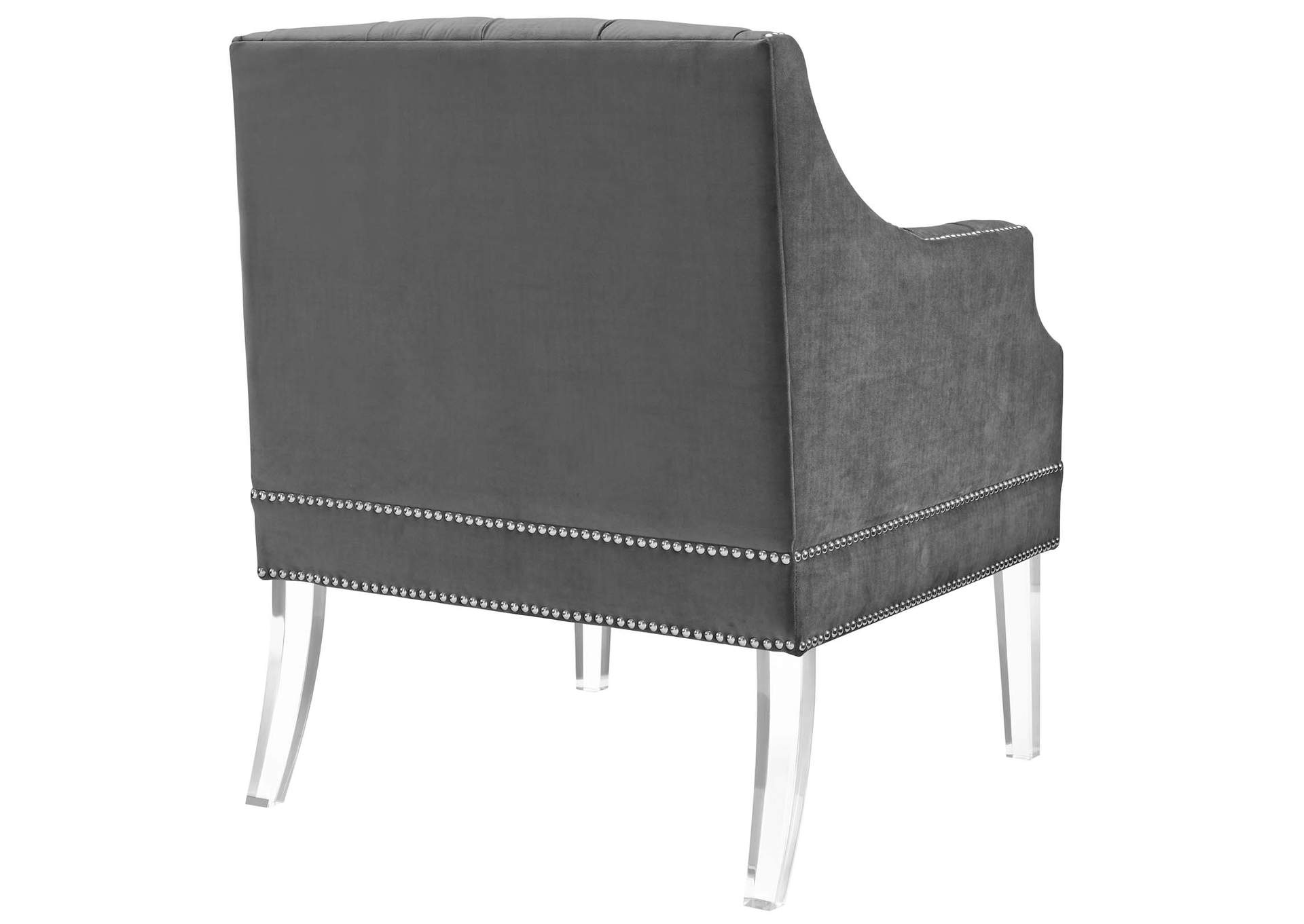 Gray Proverbial Tufted Button Accent Performance Velvet Arm Chair,Modway