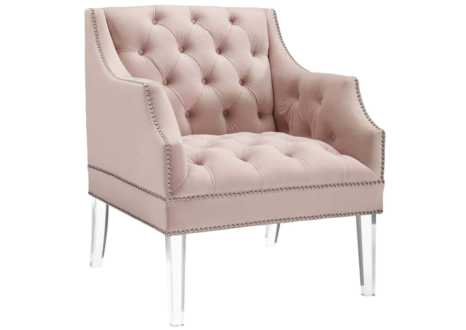 Pink Proverbial Tufted Button Accent Performance Velvet Arm Chair,Modway