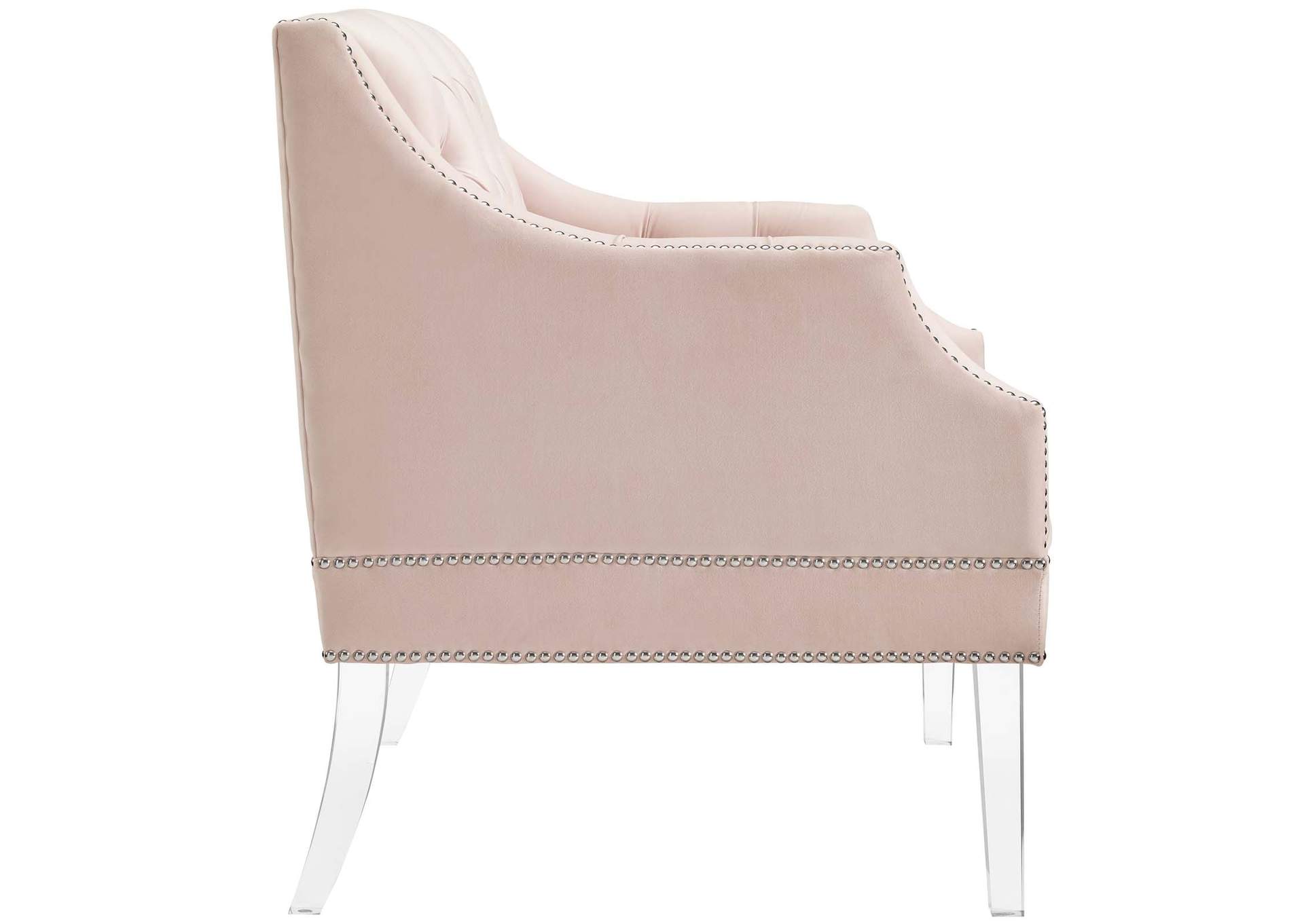 Pink Proverbial Tufted Button Accent Performance Velvet Arm Chair,Modway