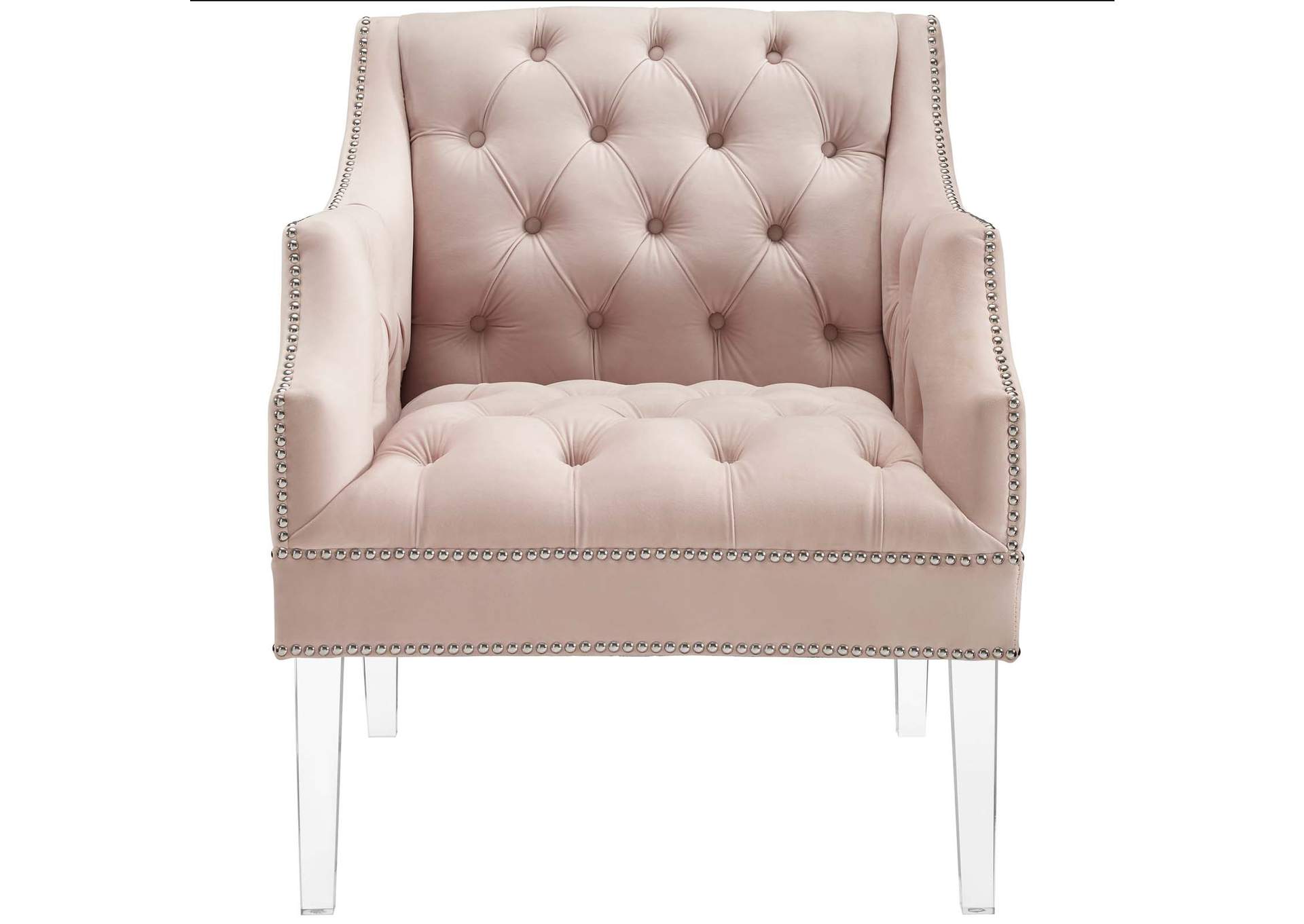 Pink Proverbial Tufted Button Accent Performance Velvet Arm Chair,Modway