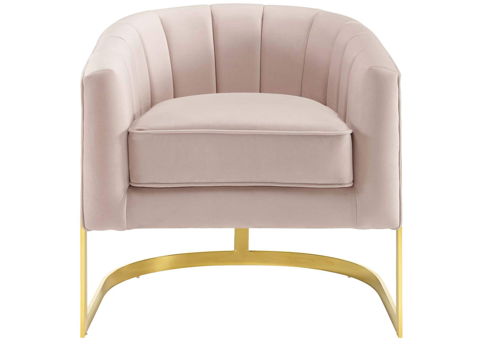 Pink Esteem Vertical Channel Tufted Performance Velvet Accent Arm Chair,Modway