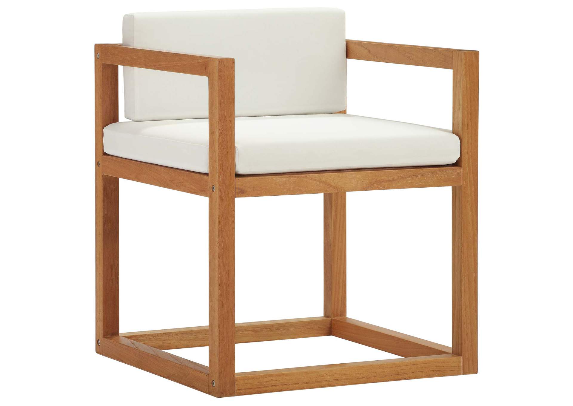 Natural White Newbury Accent Outdoor Patio Premium Grade A Teak Wood Armchair,Modway