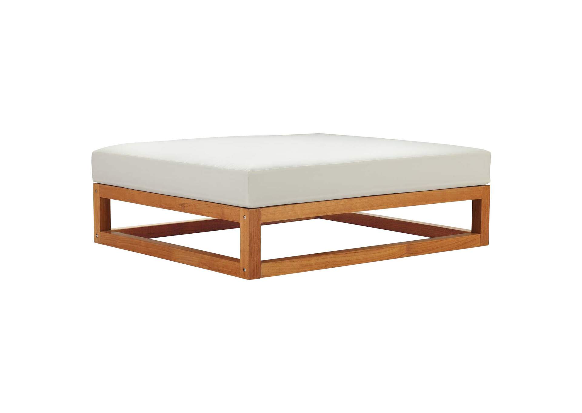 Natural White Newbury Outdoor Patio Premium Grade A Teak Wood Ottoman,Modway