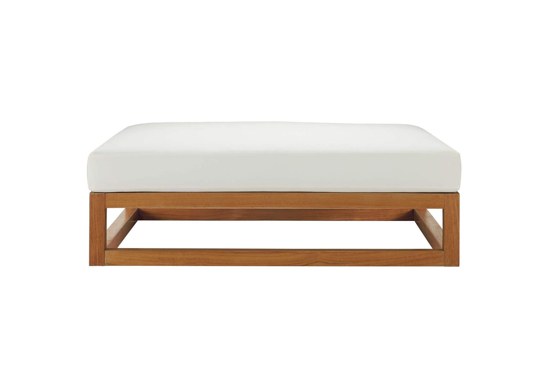 Natural White Newbury Outdoor Patio Premium Grade A Teak Wood Ottoman,Modway