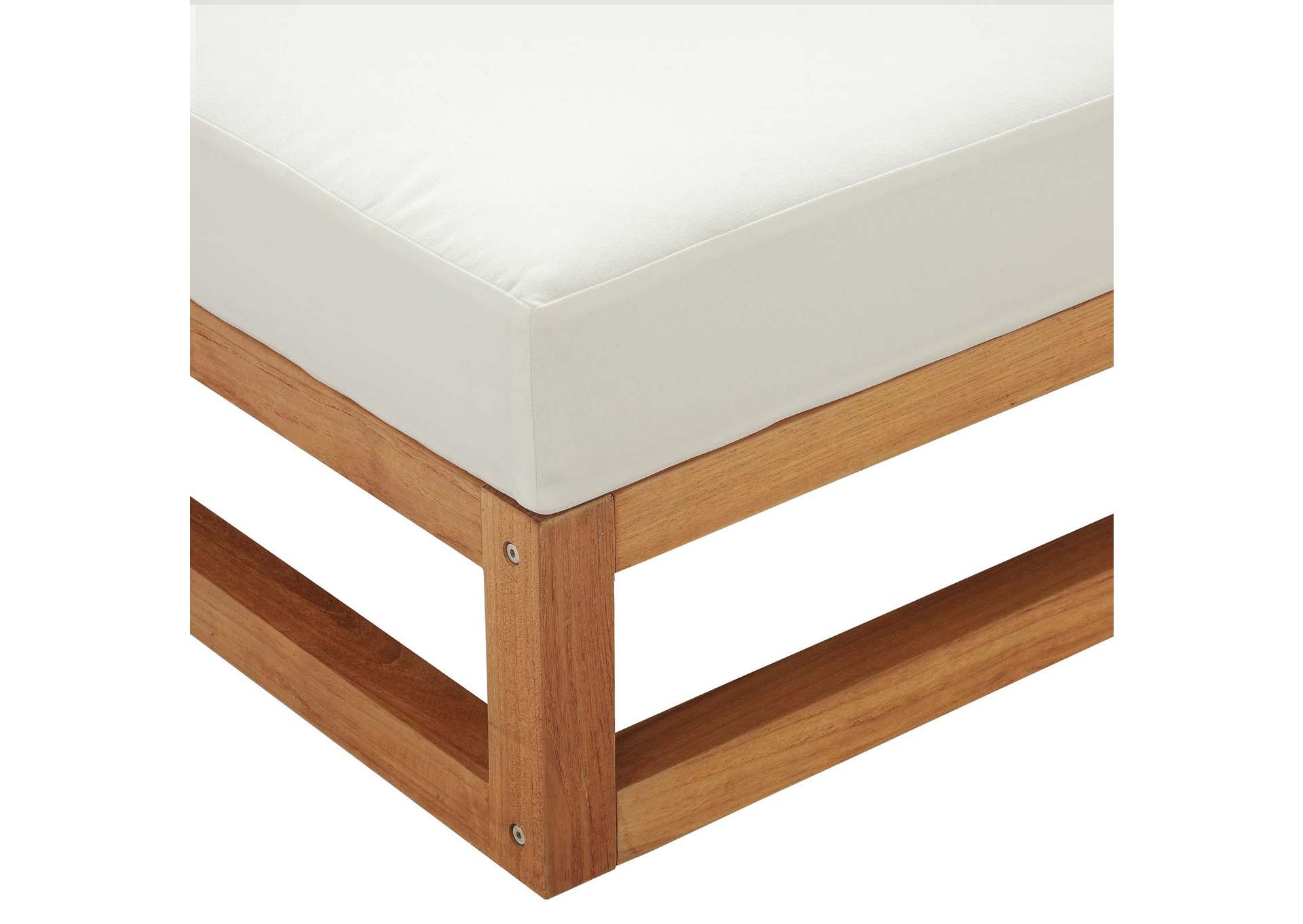 Natural White Newbury Outdoor Patio Premium Grade A Teak Wood Ottoman,Modway