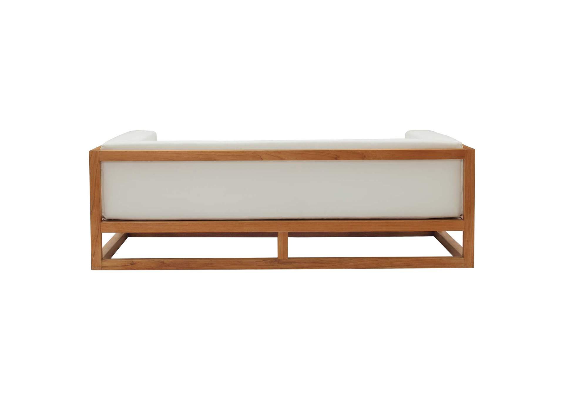 Natural White Newbury Accent Lounge Outdoor Patio Premium Grade A Teak Wood Sofa,Modway