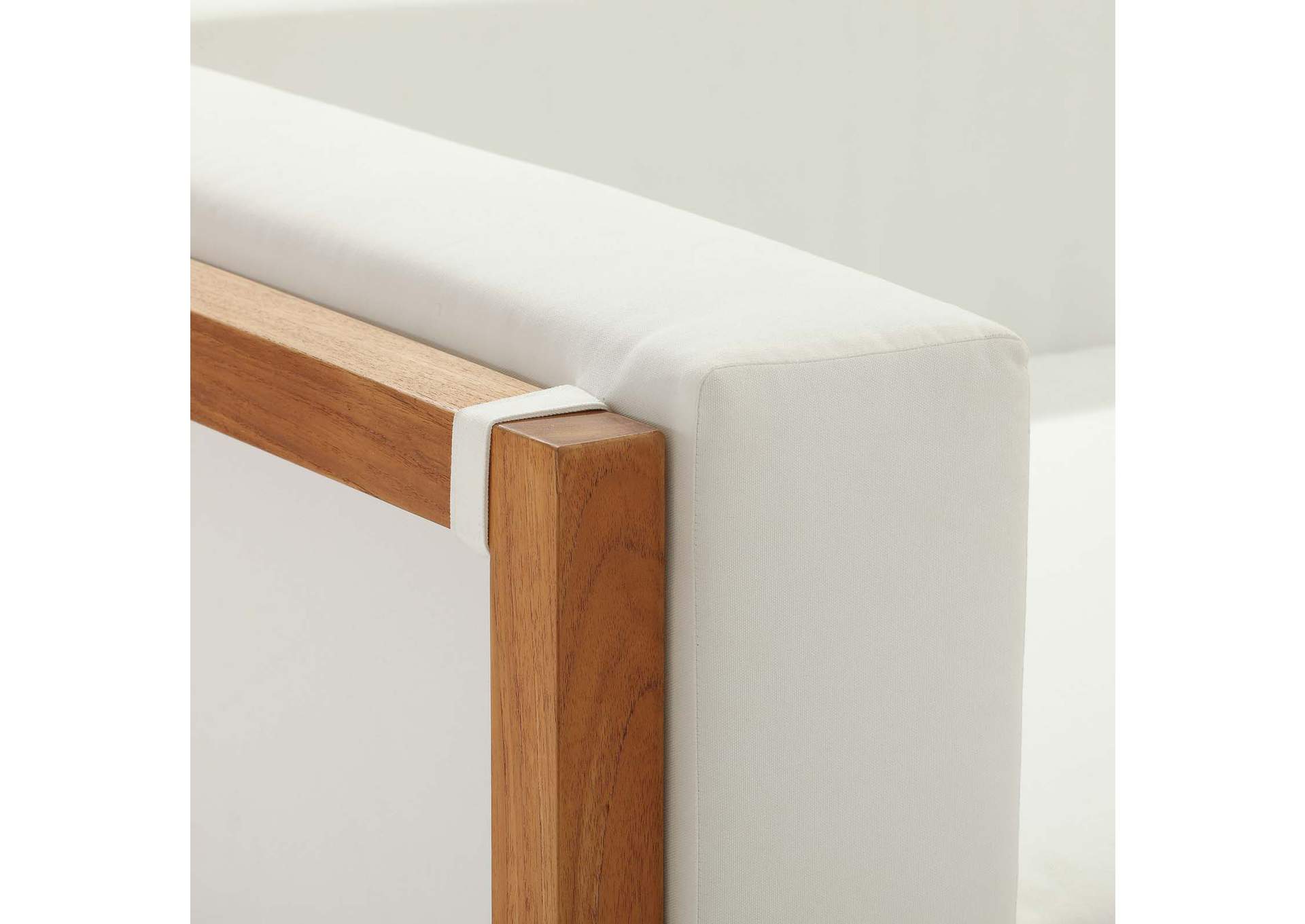Natural White Newbury Accent Lounge Outdoor Patio Premium Grade A Teak Wood Sofa,Modway